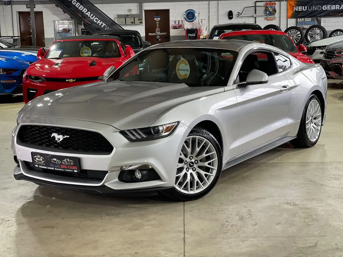 Ford Mustang ECOBOOST+LEDER+SHZ+DE-FHZG+UNFALLFREI+GARANTIE Silber - 1
