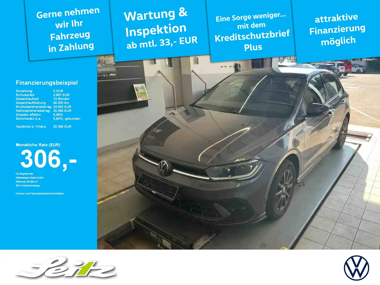 Volkswagen Polo VI 1.0 TSI R-Line *MATRIX*PDC*NAVI*SITZH* Grau - 1