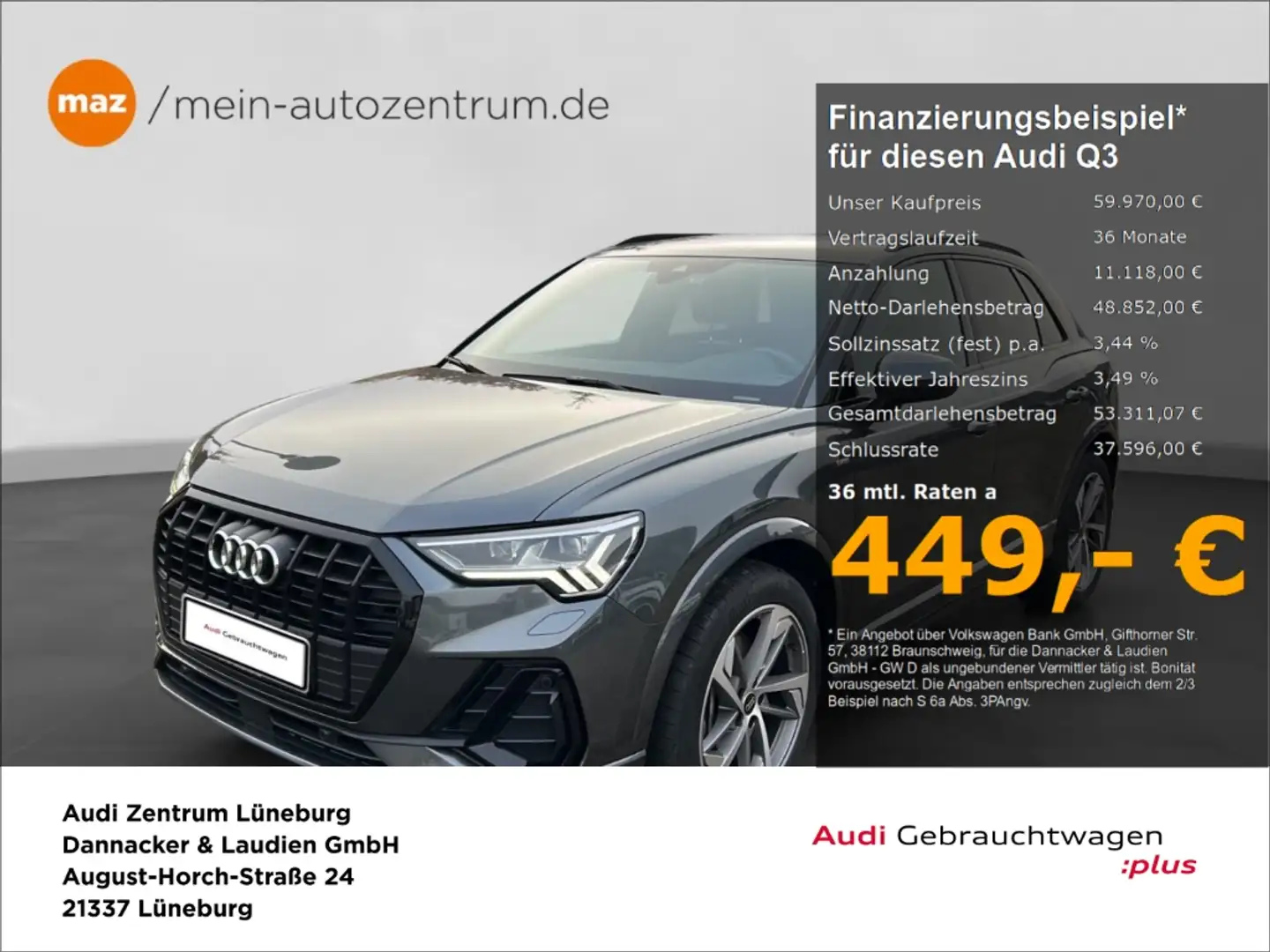 Audi Q3 45 2.0 TFSI quattro S line Alu Matrix-LED AHK Sono Grau - 1