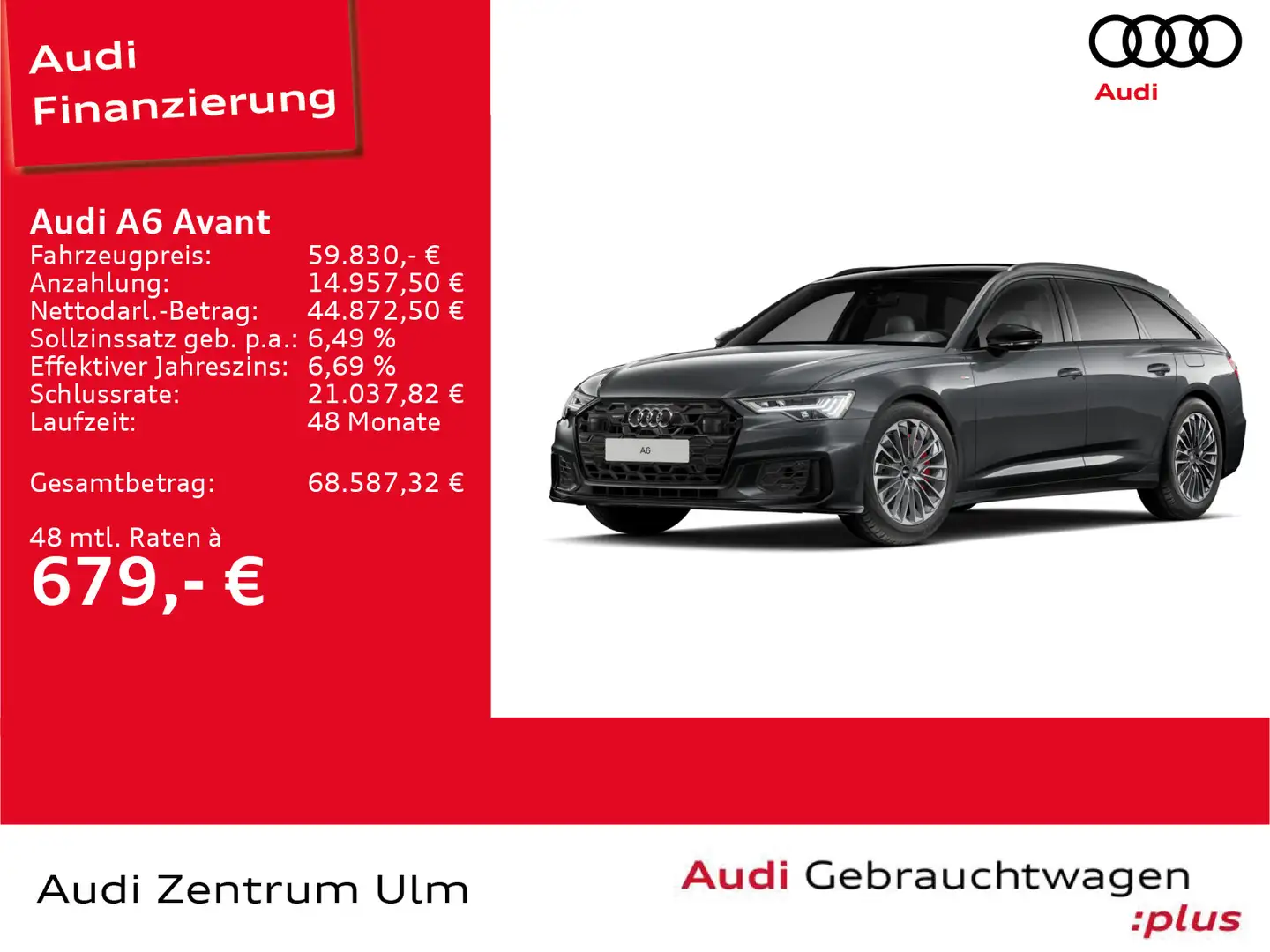 Audi A6 S line 55 TFSI e qu. AHK PANO 5J.GAR. Grau - 1