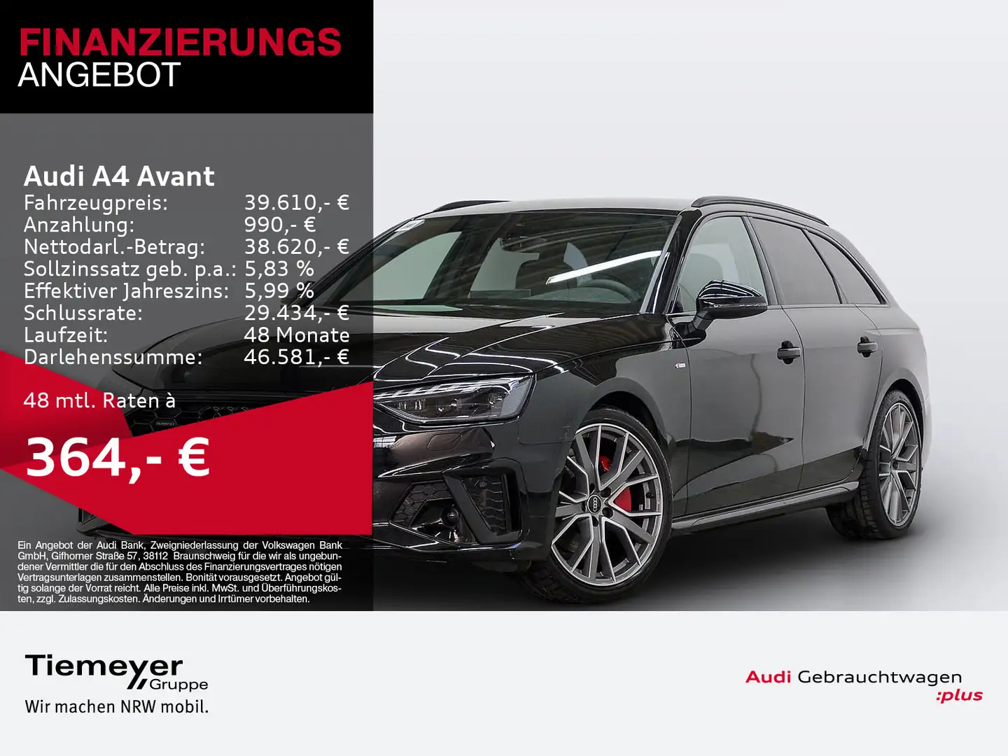 Audi A4 40 TFSI Q 2x S LINE LM19 KAMERA NAVI+ V Schwarz - 1