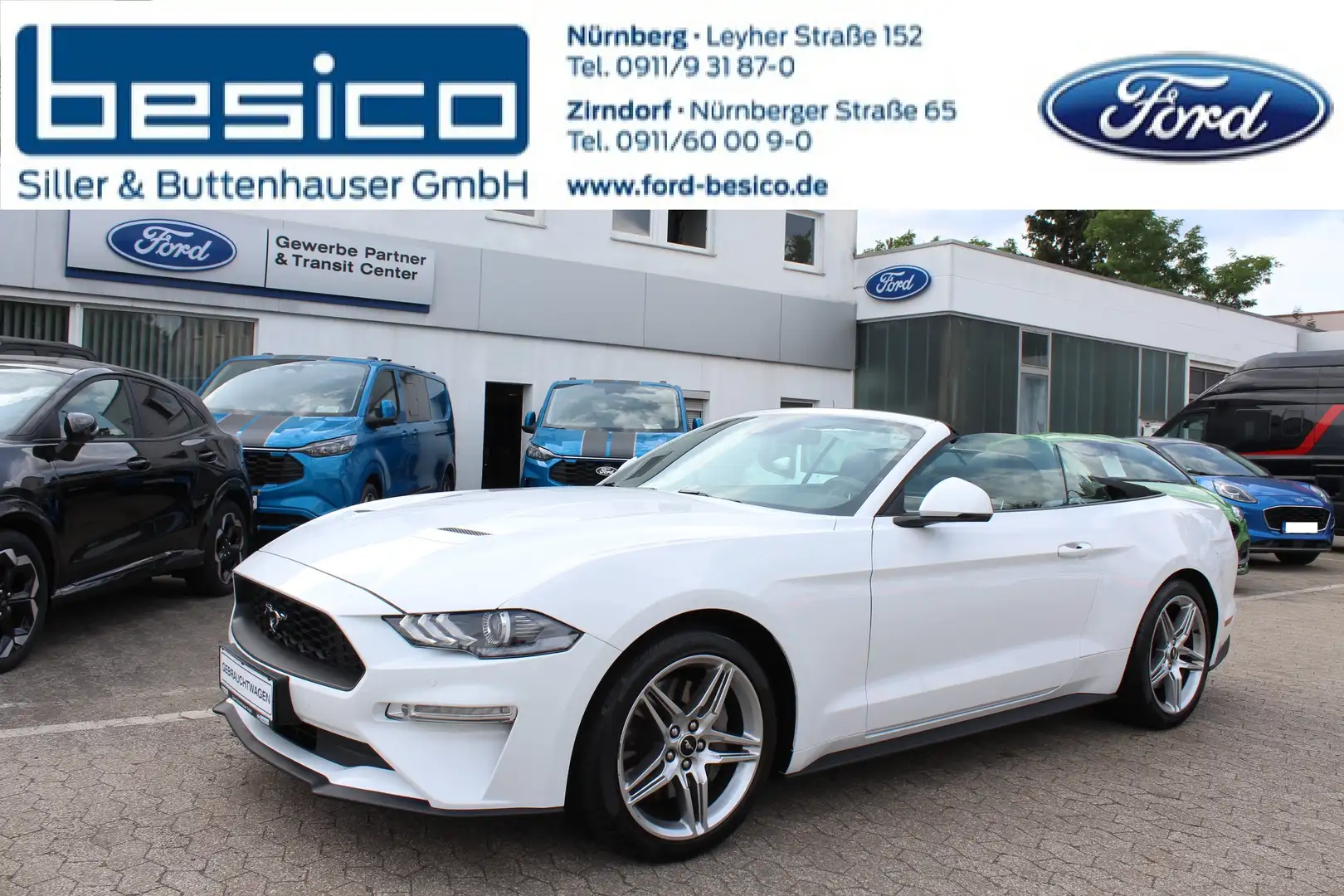 Ford Mustang Cabrio 2,3 EcoBoost*Automatik*Windschott*LED*B&O* Wit - 1