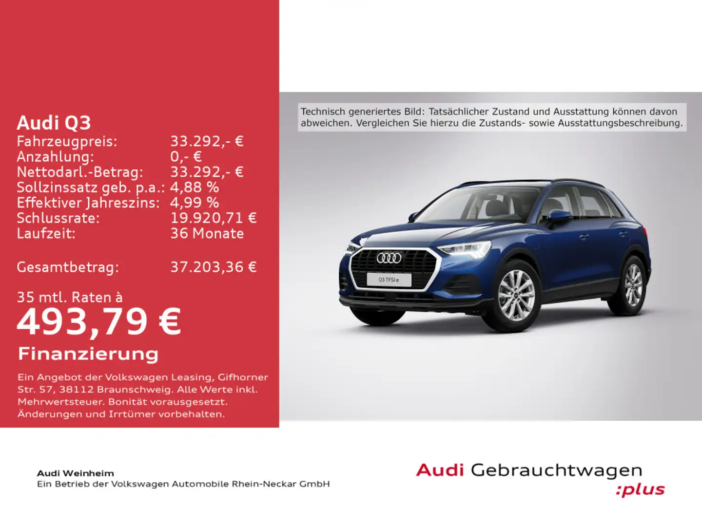 Audi Q3 45 TFSIe LED Pano Navi S-tronic uvm Blau - 2