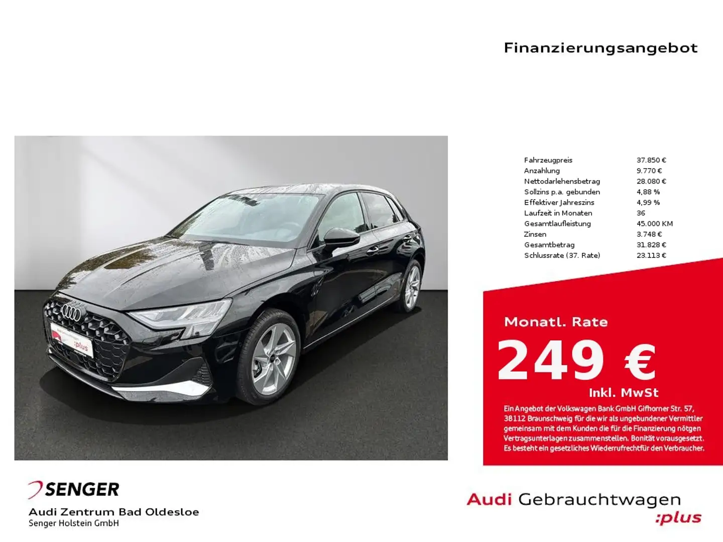 Audi A3 35 TFSI advanced S tronic Nav PDC Schwarz - 1