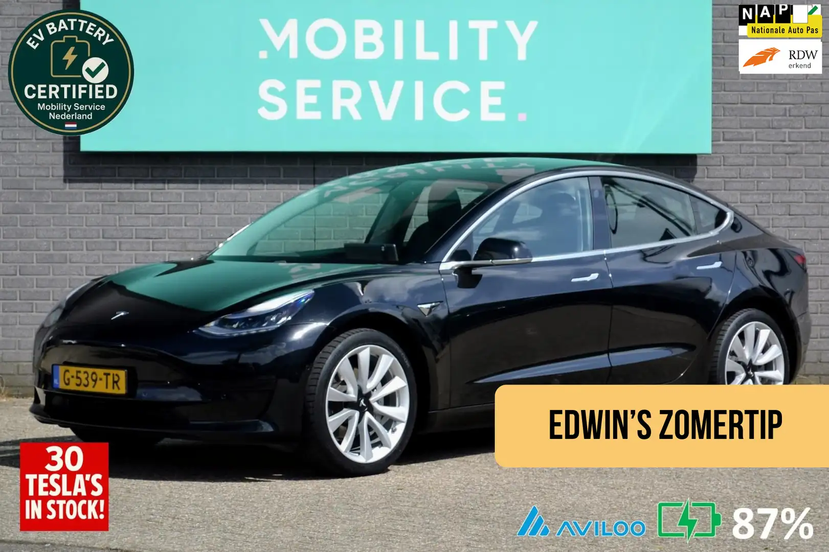 Tesla Model 3 Standard RWD Plus 60 kWh SOH87% Pano AutoPilot LED Noir - 1