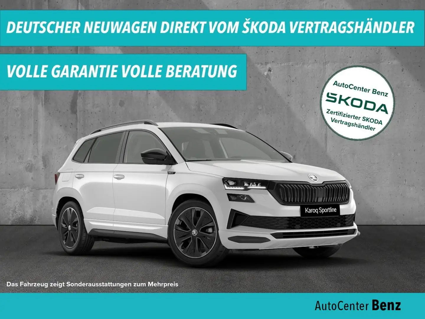 Skoda Karoq 1.5 TSI DSG SPORTLINE *AHK*NAVI*ACC*R.KAM* Klima Weiß - 1