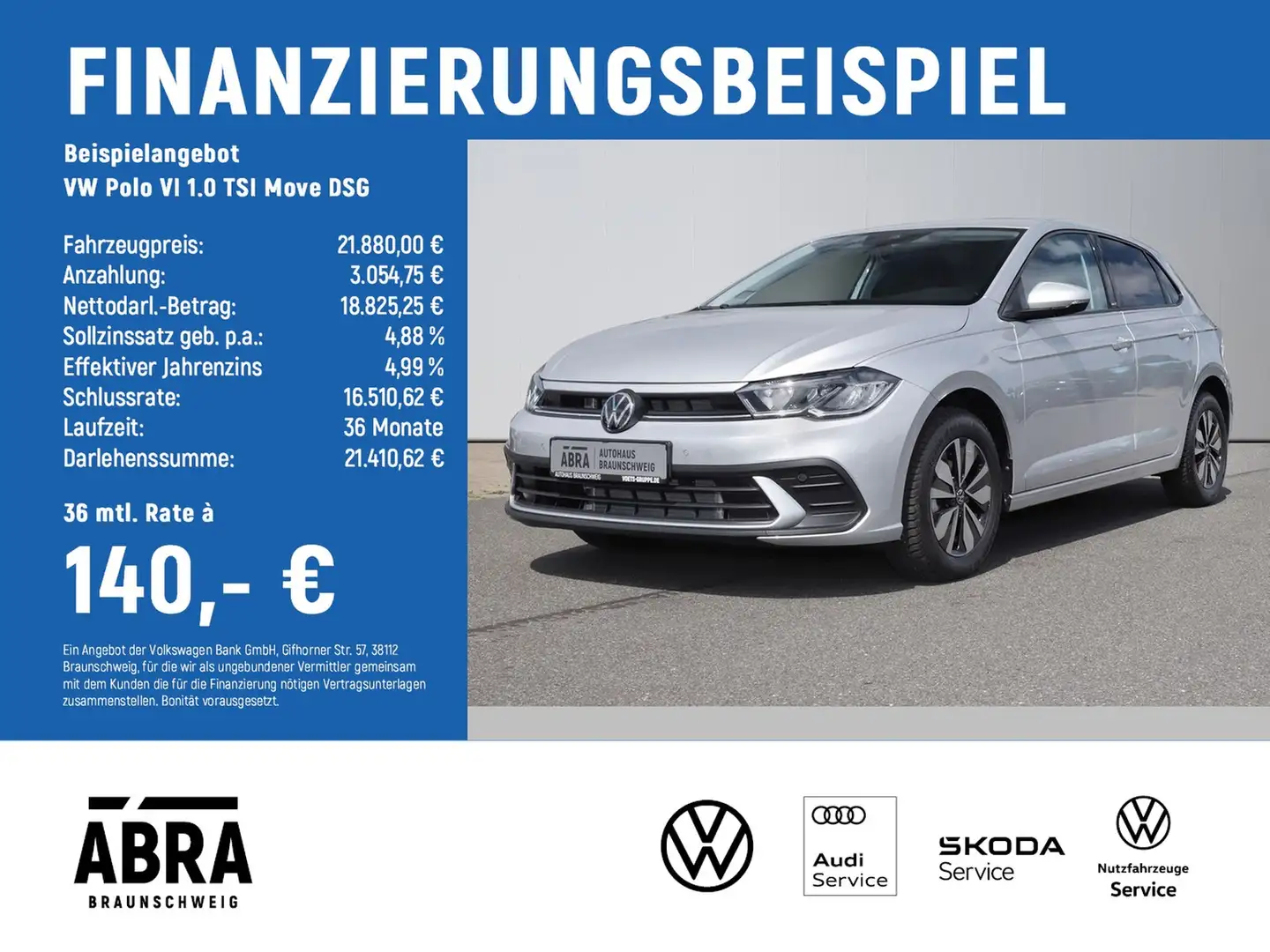 Volkswagen Polo VI 1.0 TSI Move DSG NAV+AHK+LED+ACC+PDC Silber - 2