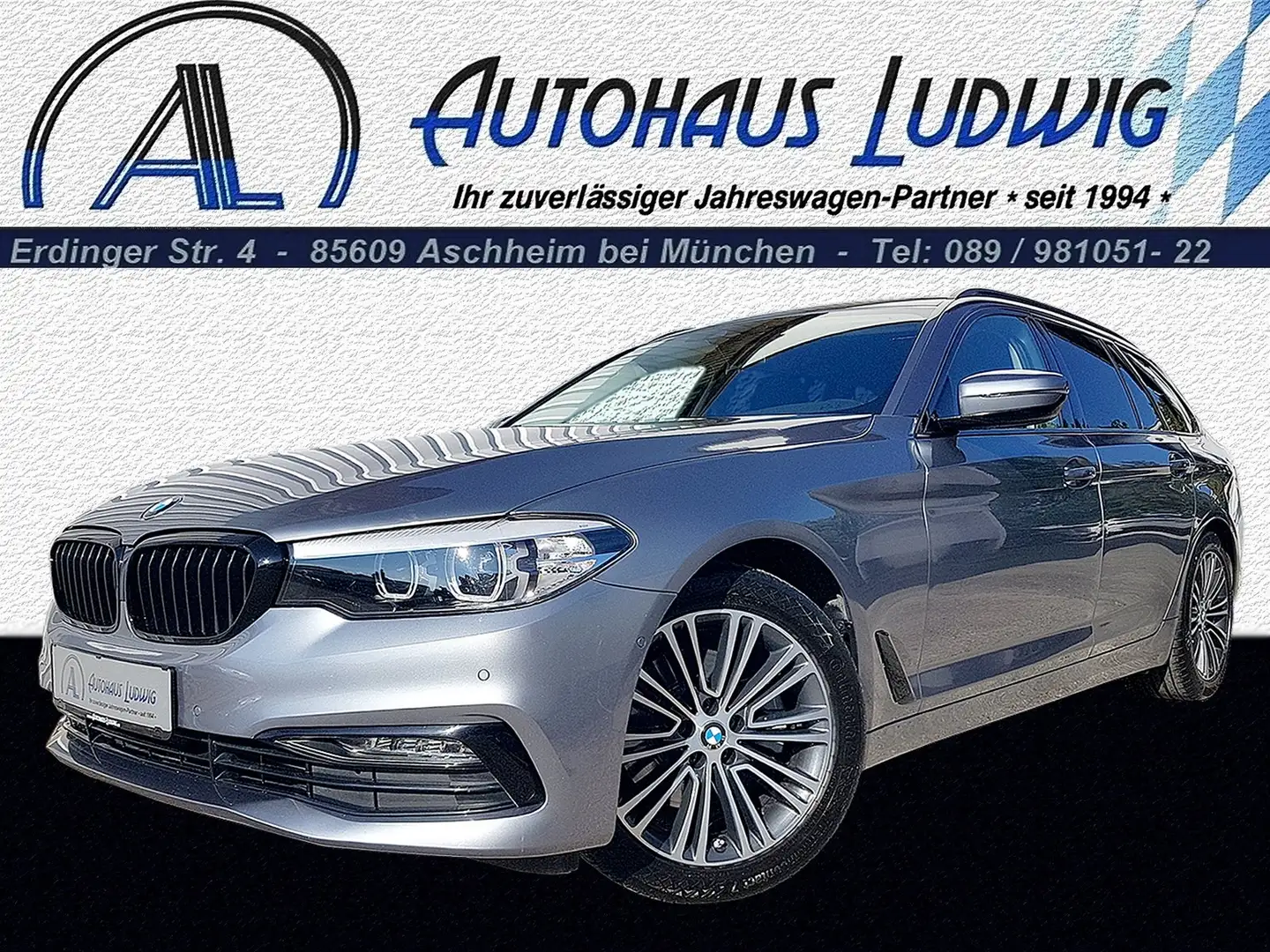 BMW 520 d Touring Sportautomatic*Sportline*AHK*Leder*Euro6 Grau - 1