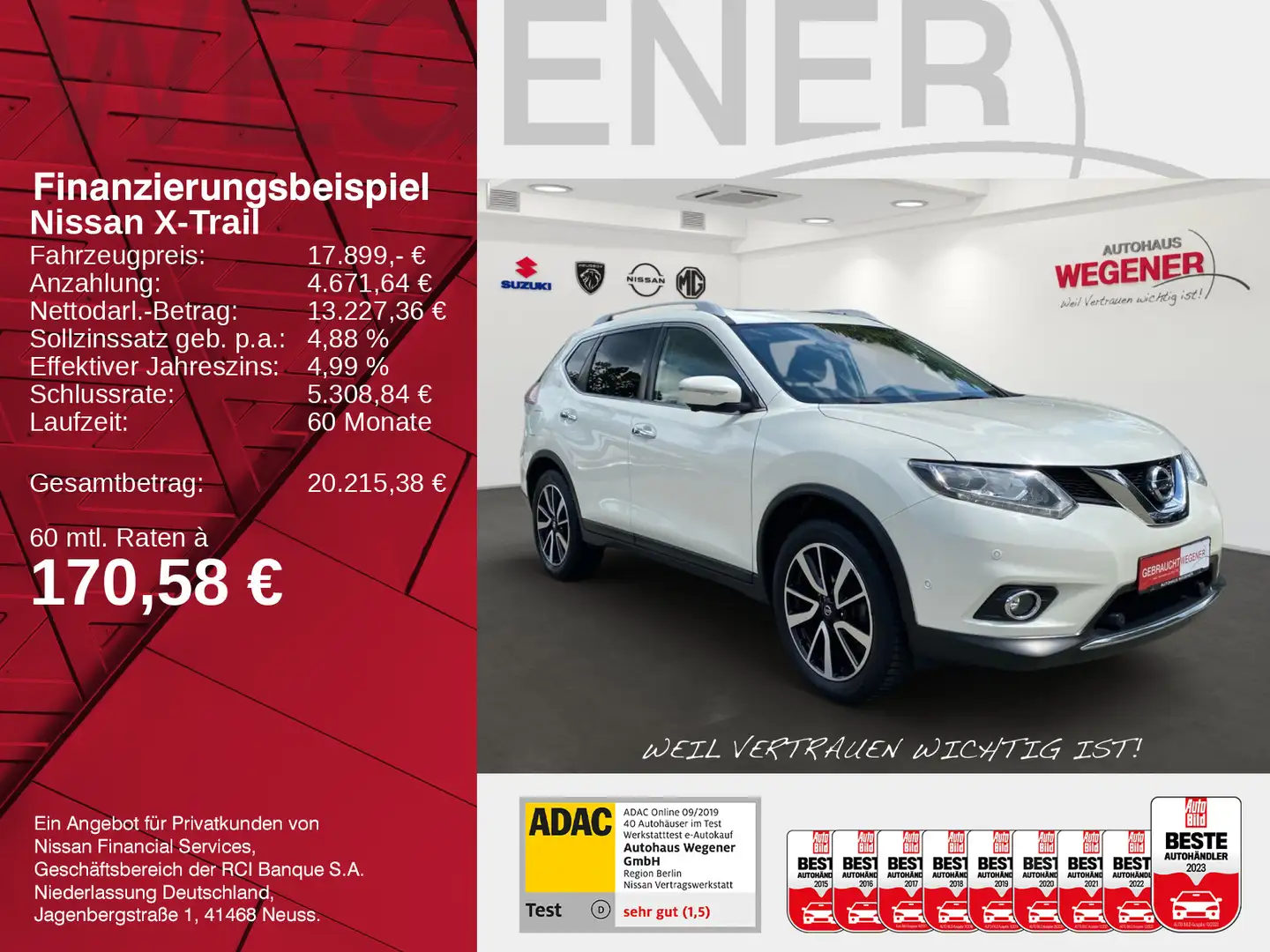 Nissan X-Trail X-TRAIL 1.6 DIG-T TEKNA LEDER PANO 360° Blanc - 2