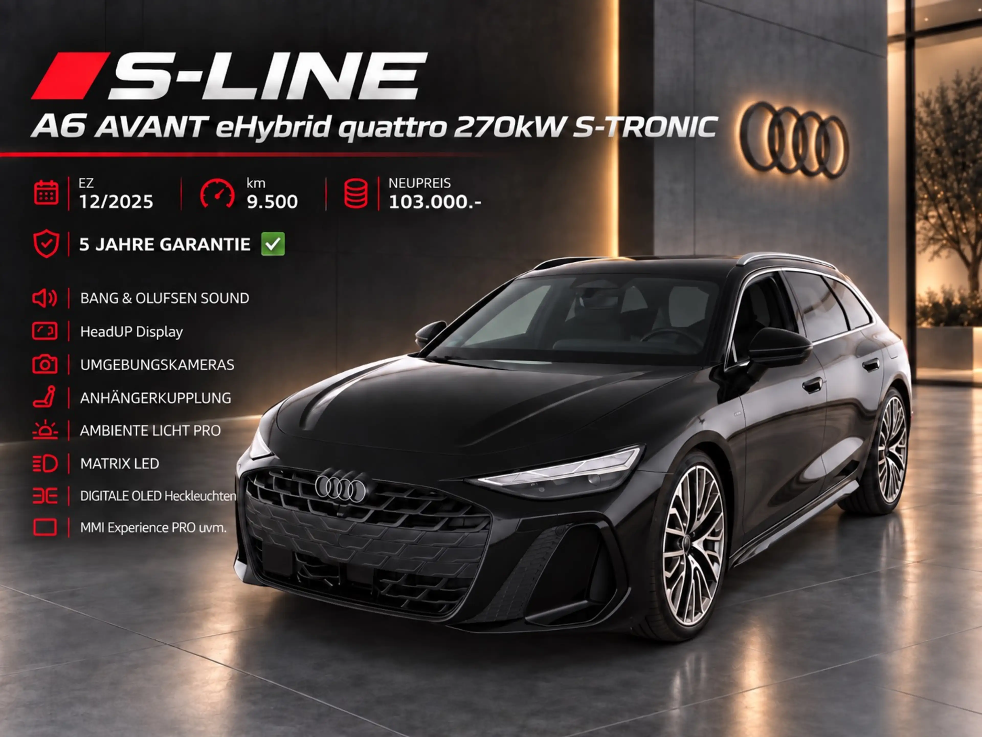 Audi A6 S-LINE INT+EXT A6 eHYBRID quattro 270kW AHK MATRIX 21" BANG&OLUFSEN HeadUP AMBIENTE-PRO