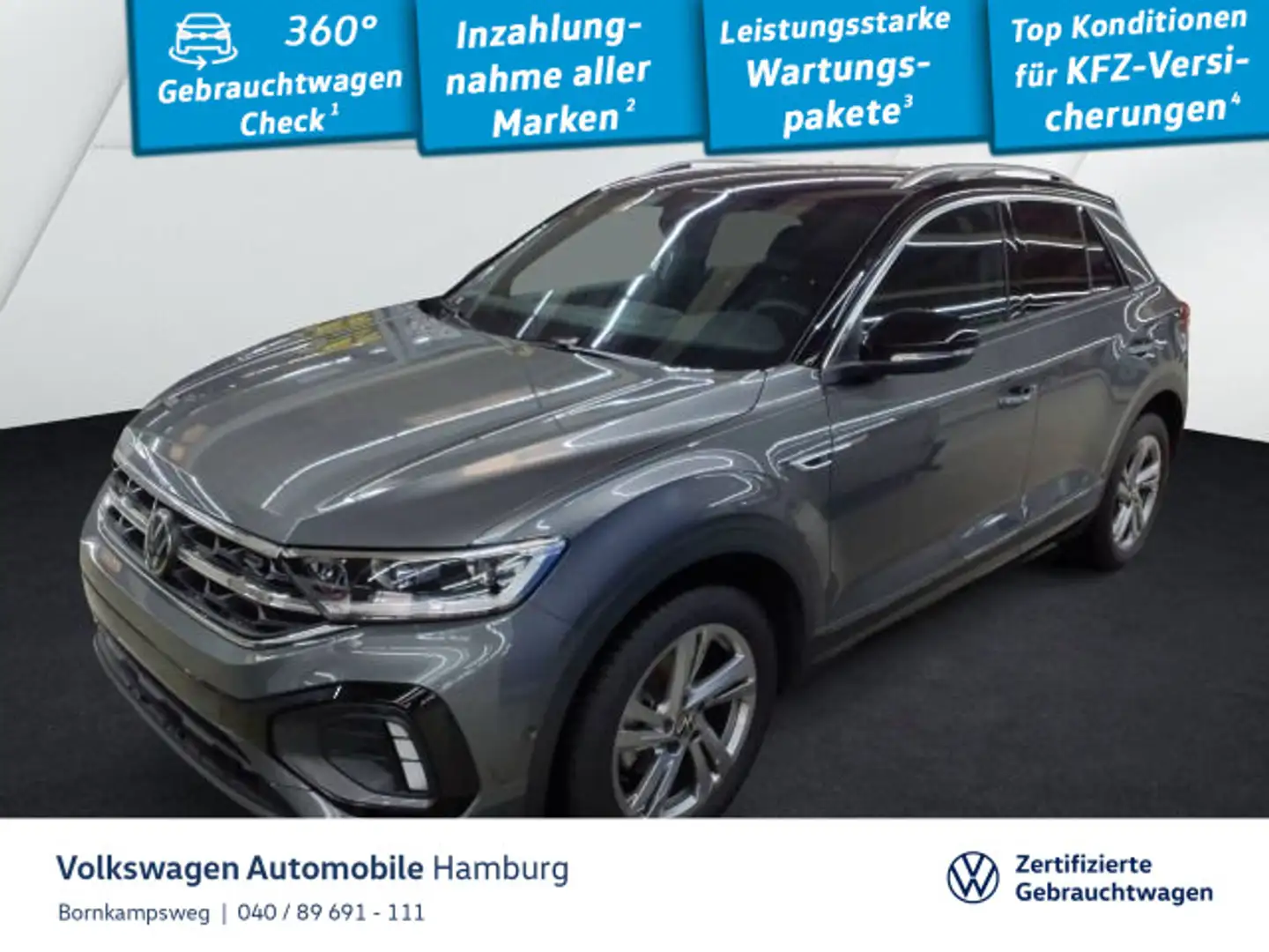 Volkswagen T-Roc 1.5 TSI R-Line DSG LED Kamera AHK Navi Grau - 1