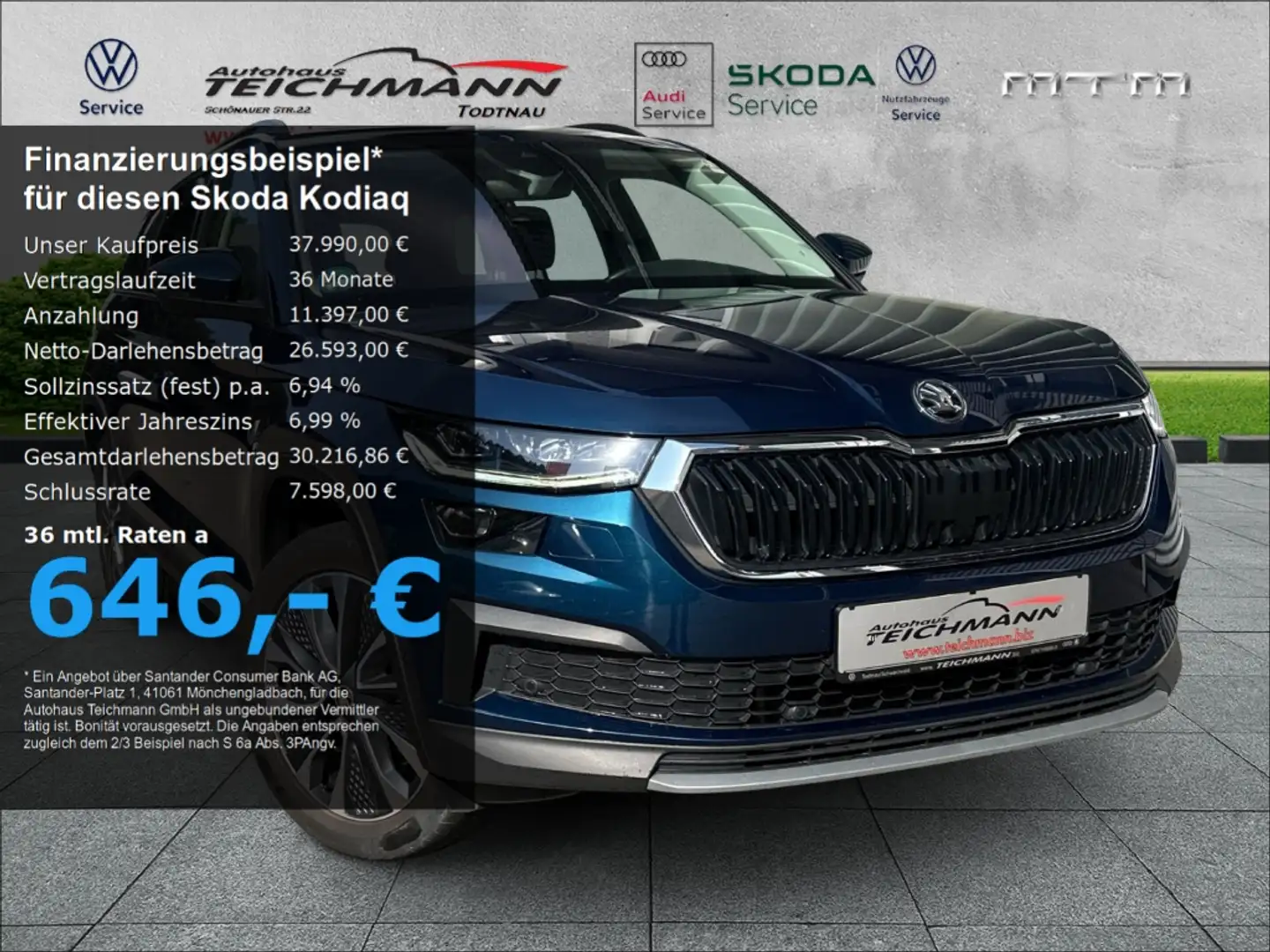Skoda Kodiaq Tour 4x4 2.0 TDI DSG AHK Pano EU6d Blau - 1