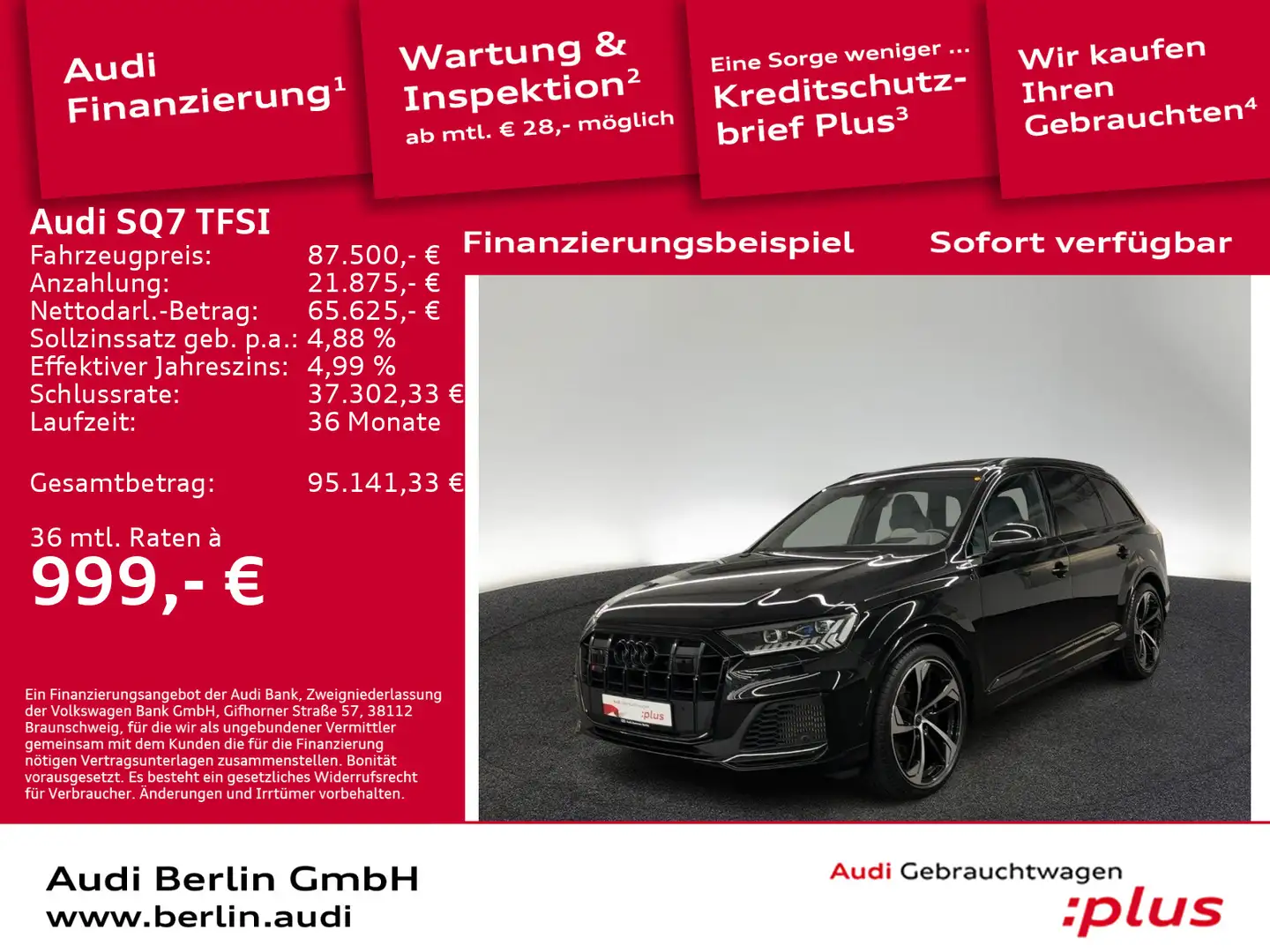 Audi SQ7 tiptr. STDHZG 360°K NACHTS HUD PANO Schwarz - 1