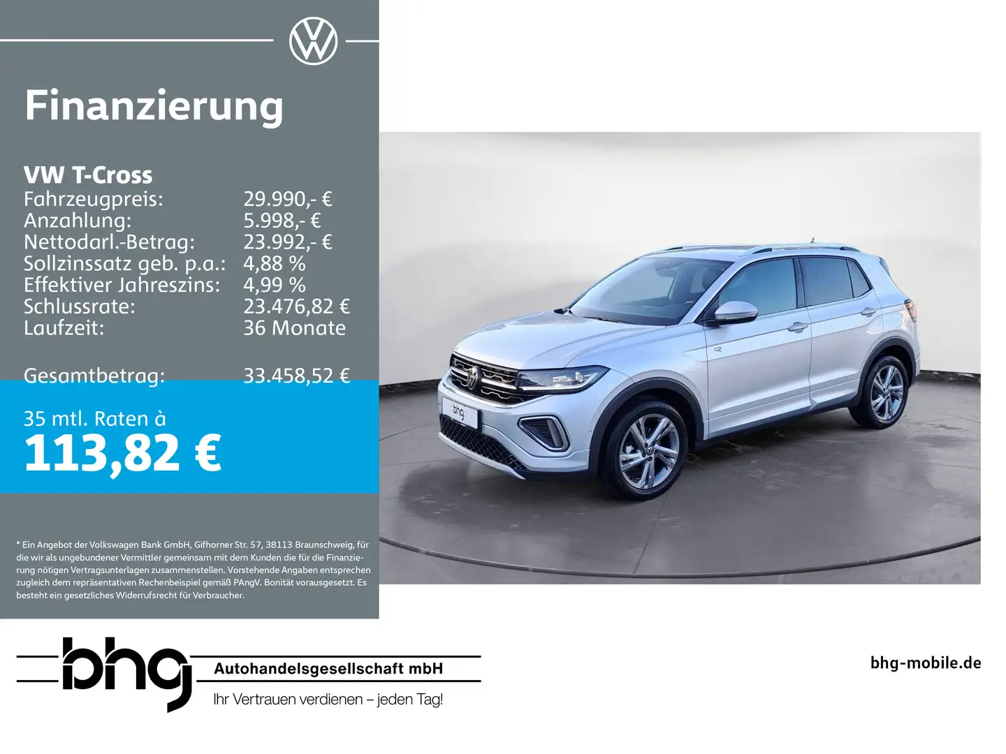 Volkswagen T-Cross R-Line 1.5 TSI DSG *AHK*LED*VIRTUAL-COCK Silber - 1