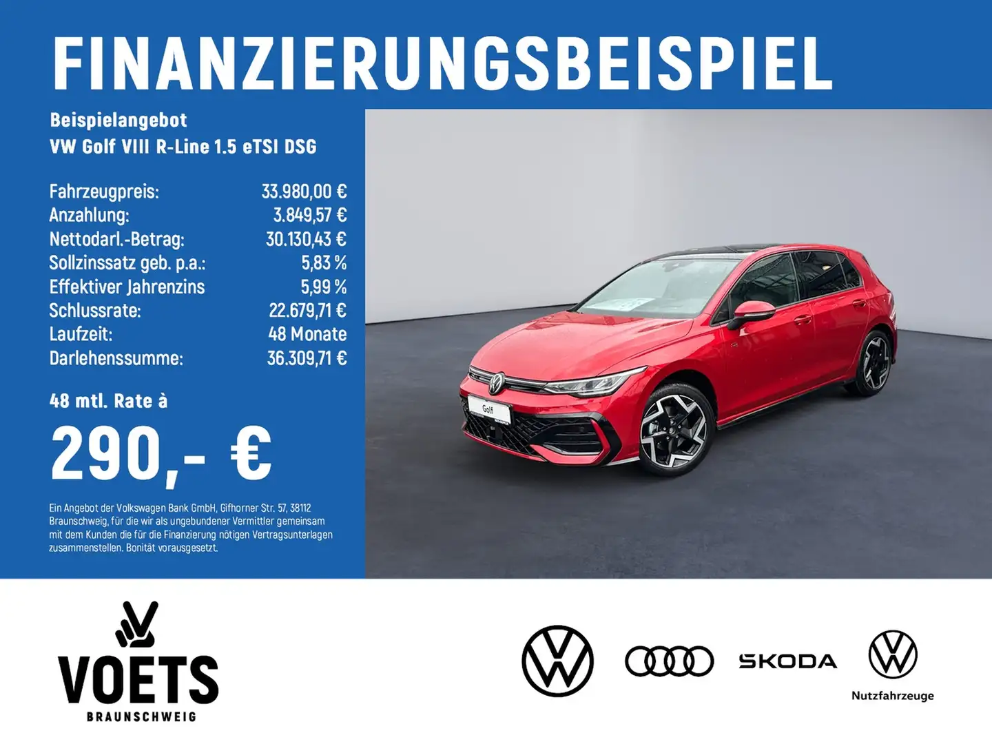 Volkswagen Golf VIII R-Line 1.5 eTSI DSG TravelAssist+ACC Rot - 2