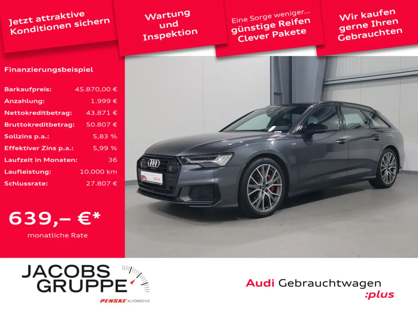 Audi A6 Avant 55 TFSI e quattro S line*B&O*Pano*Matrix * Gris - 1