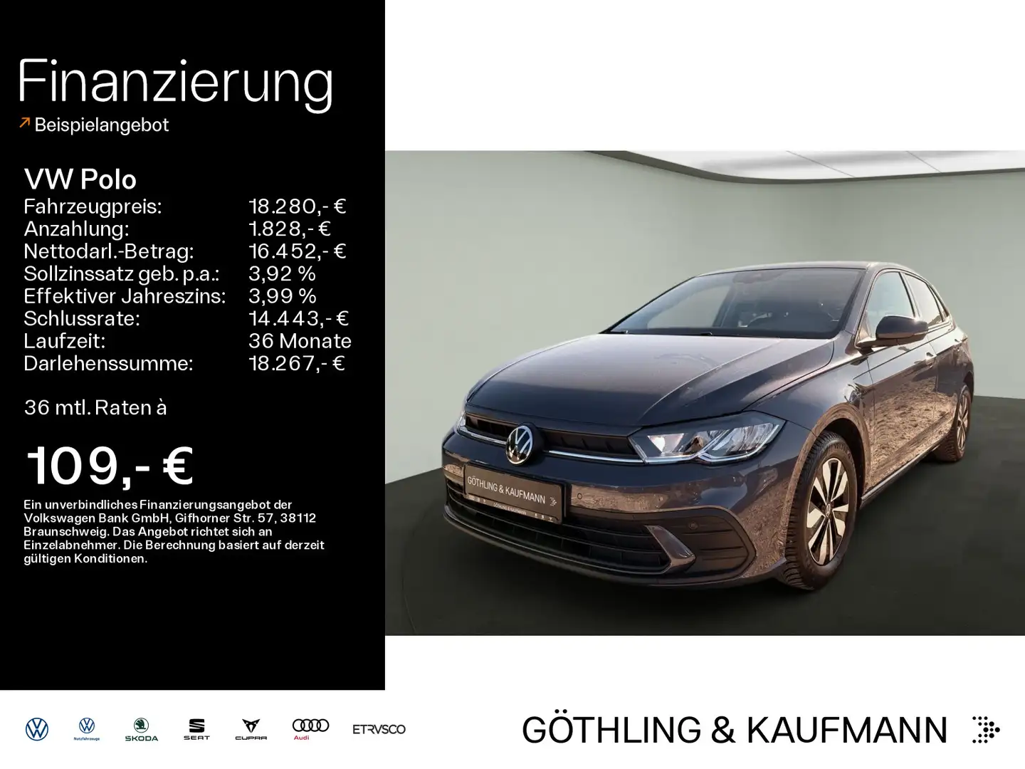 Volkswagen Polo 1.0 TSI MOVE*LED*DIGIATL*NAVI*KLIMA*PDC*SHZ Grau - 1