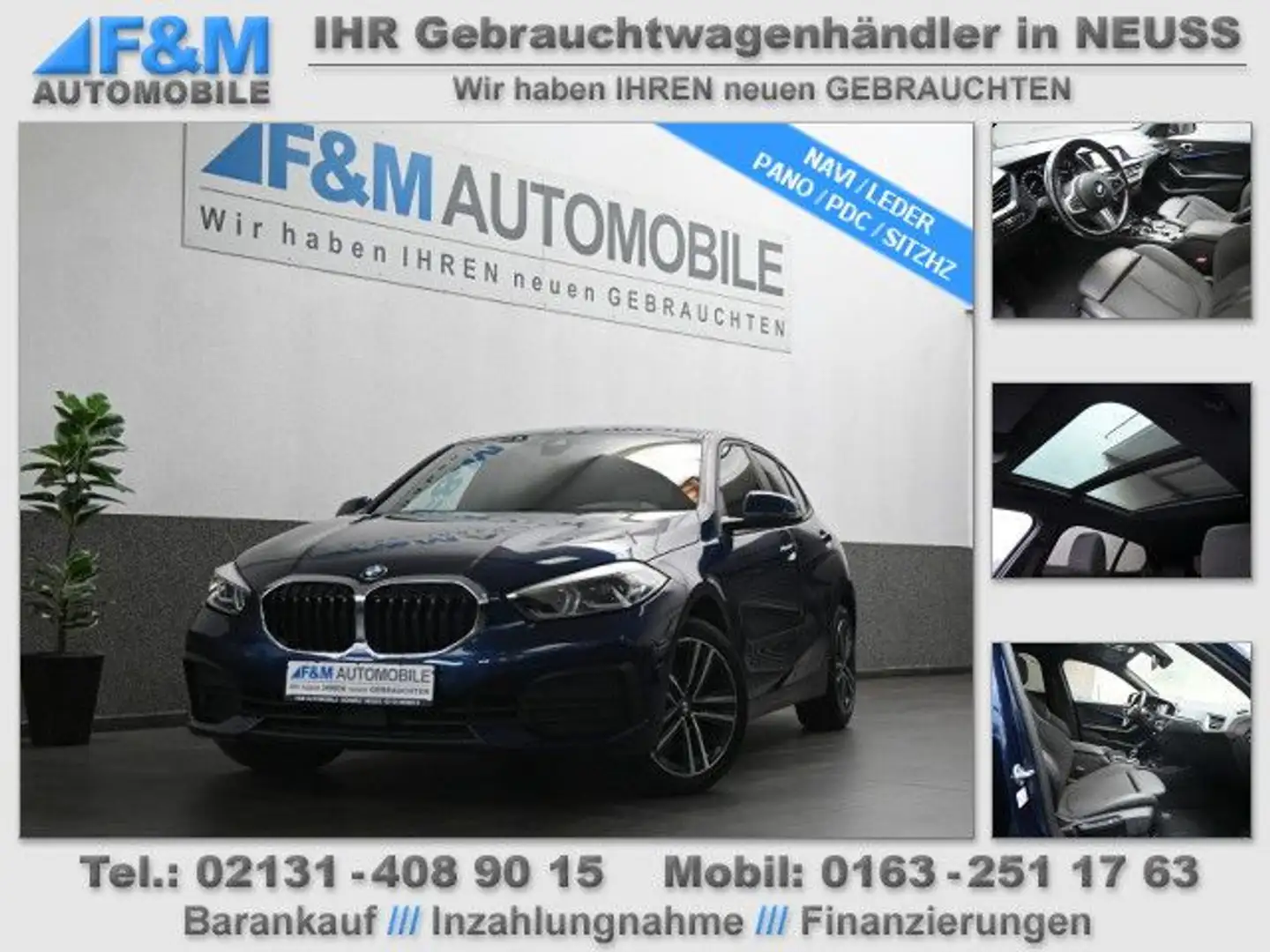 BMW 118 d Advantage Navi Leder Pano R-KAM Sitzhz Blau - 1