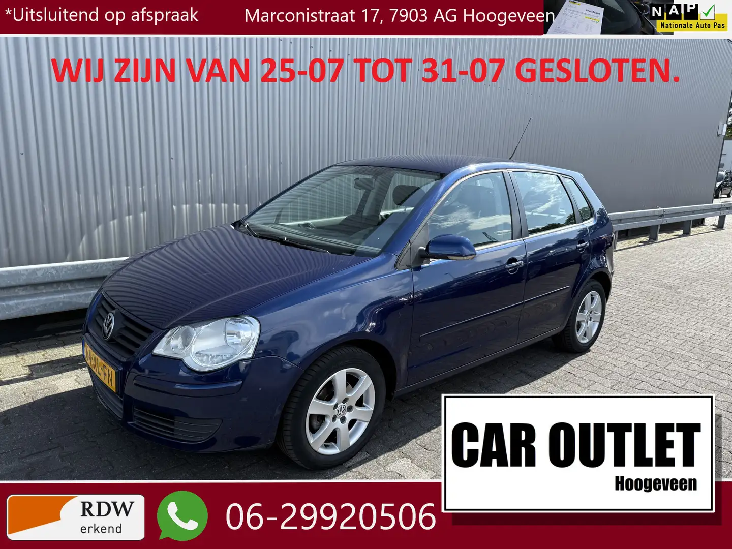 Volkswagen Polo 1.4-16V Optive 5Drs 130DKM NAP Airco LM --Inruil M Blauw - 1
