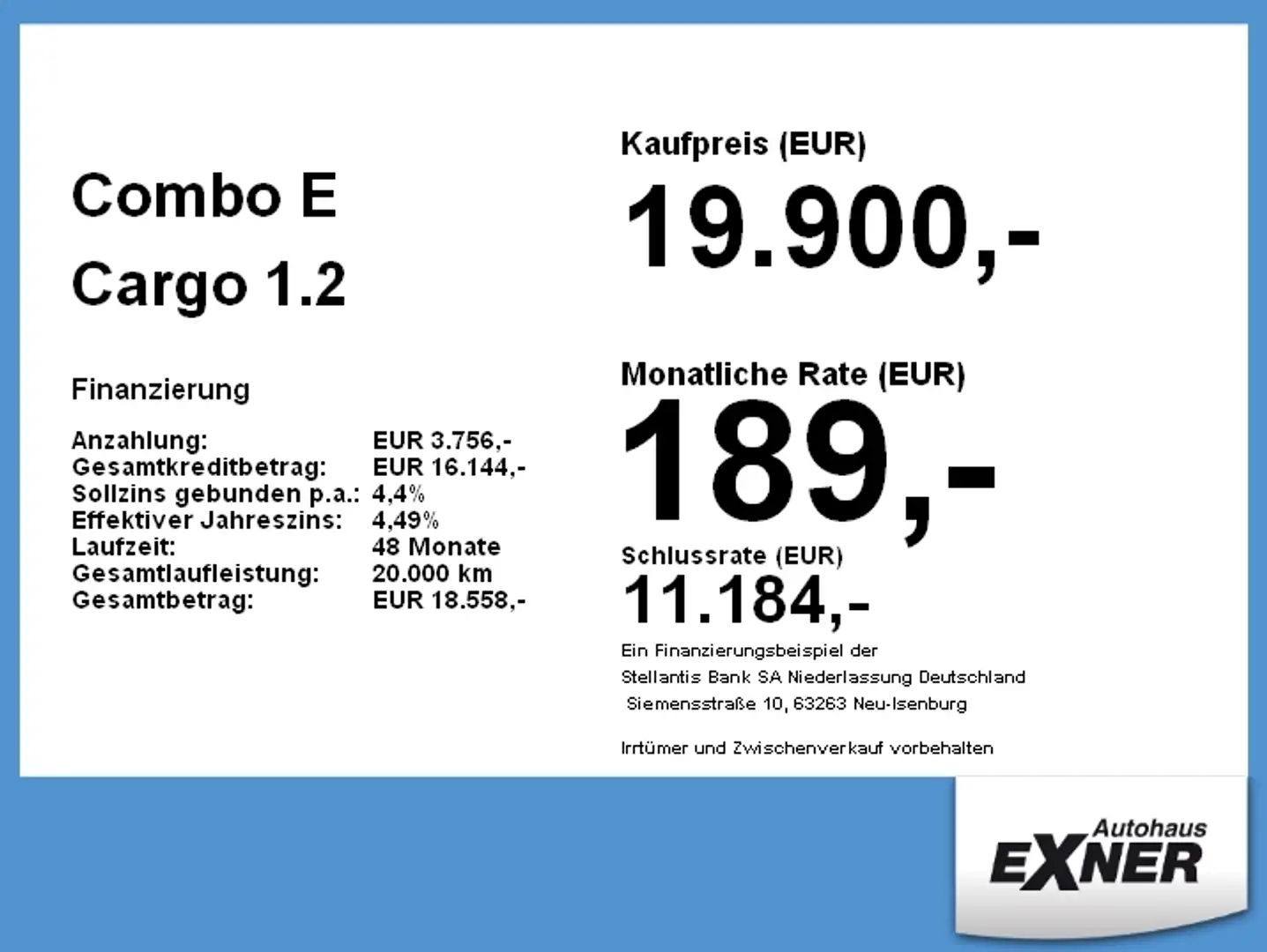 Opel Combo E Cargo 1.2 Turbo BASIS XL *PDC Hinten* Azul - 2