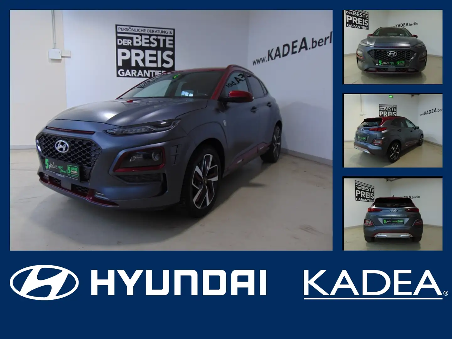 Hyundai KONA 1.6 Navi,Kamera,Lenk+Sitzhzg,LED,PDC,Keyless Grau - 1