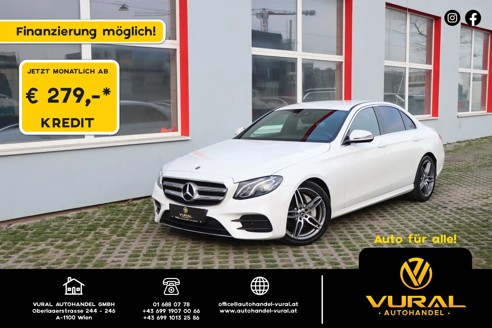Mercedes-Benz E 220 d AMG-Line | Head-Up | Kamera | ACC | Alcantara | Weiß - 1
