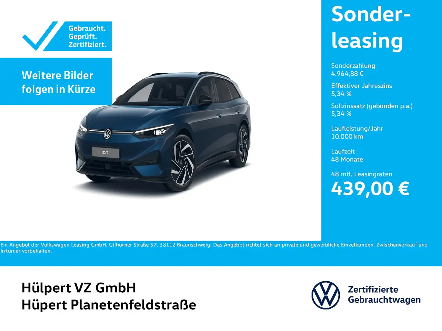 Volkswagen ID.7 Tourer PRO WÄRMEPUMPE AHK 360°CAM ACC LM20 Bleu - 1
