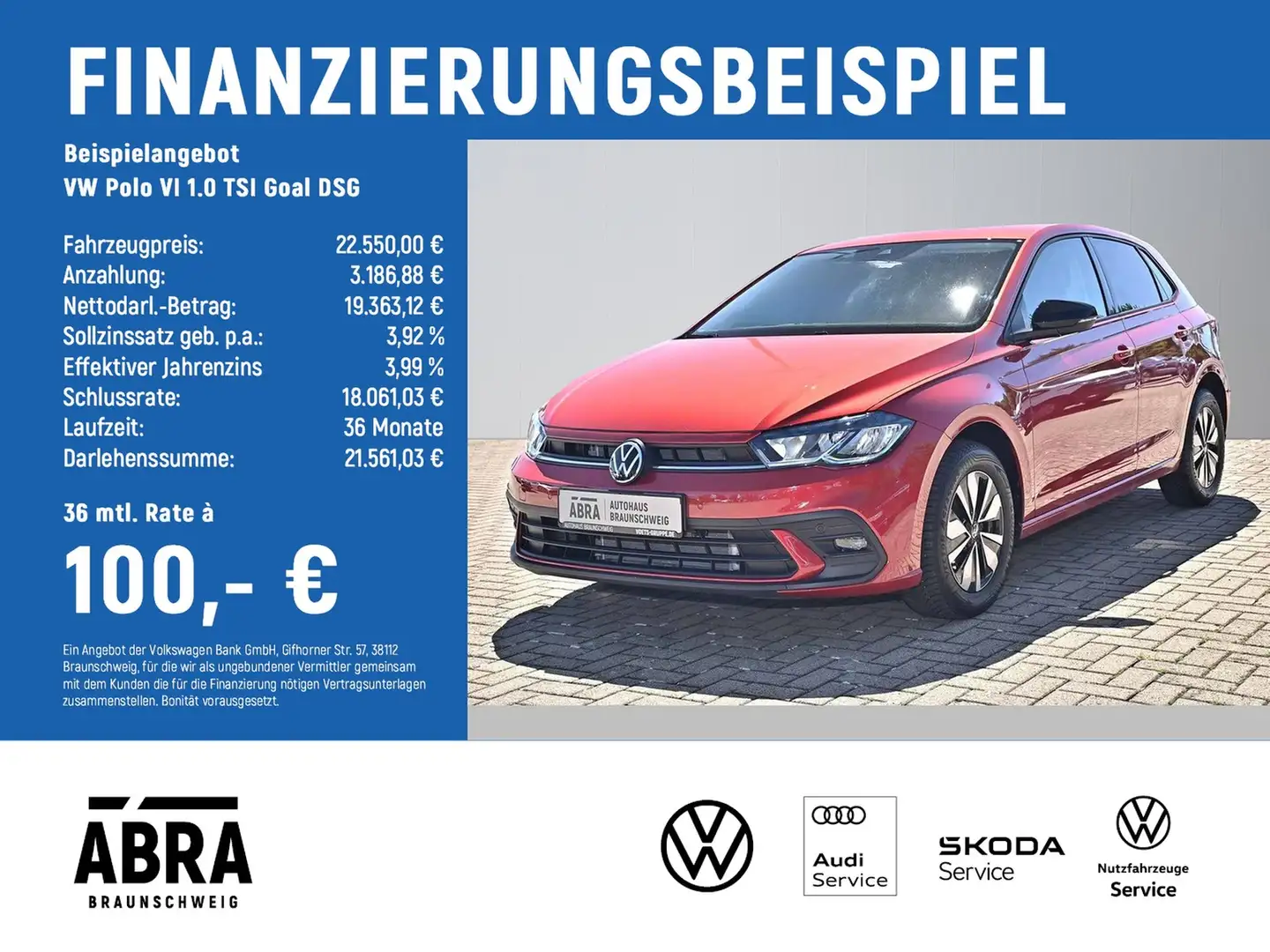Volkswagen Polo VI 1.0 TSI Goal DSG LED+CAM+ACC+NAVI+APP Red - 2
