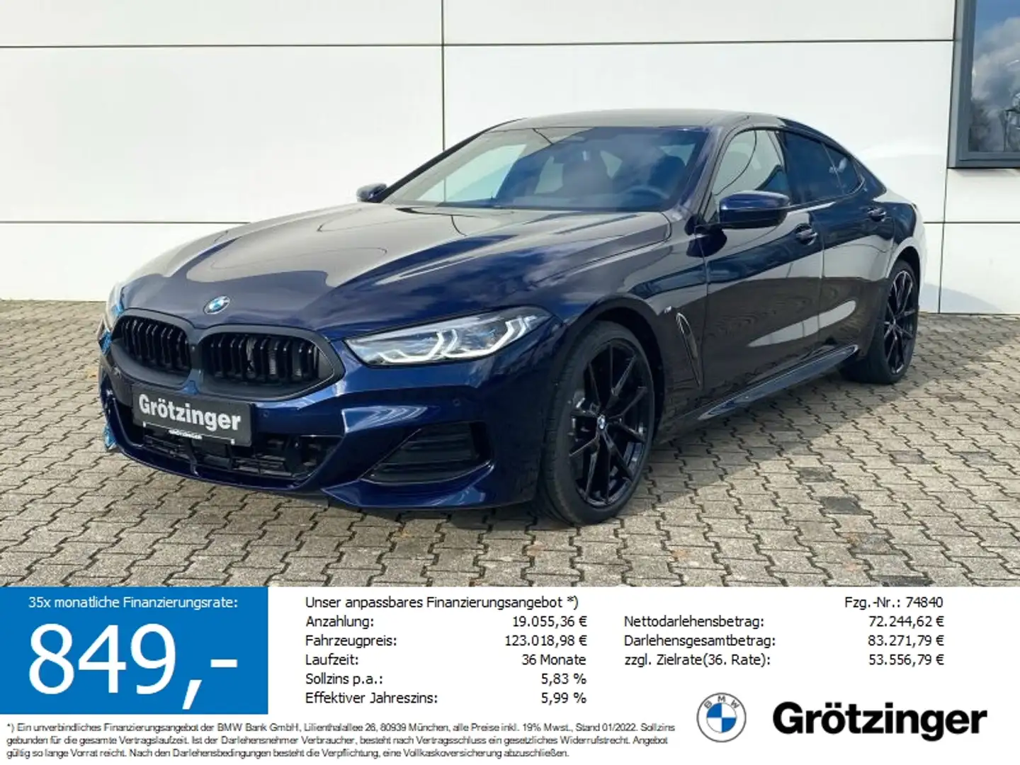 BMW 840 d xDrive Gran Coupé UPE 123.018.98 € Bleu - 1