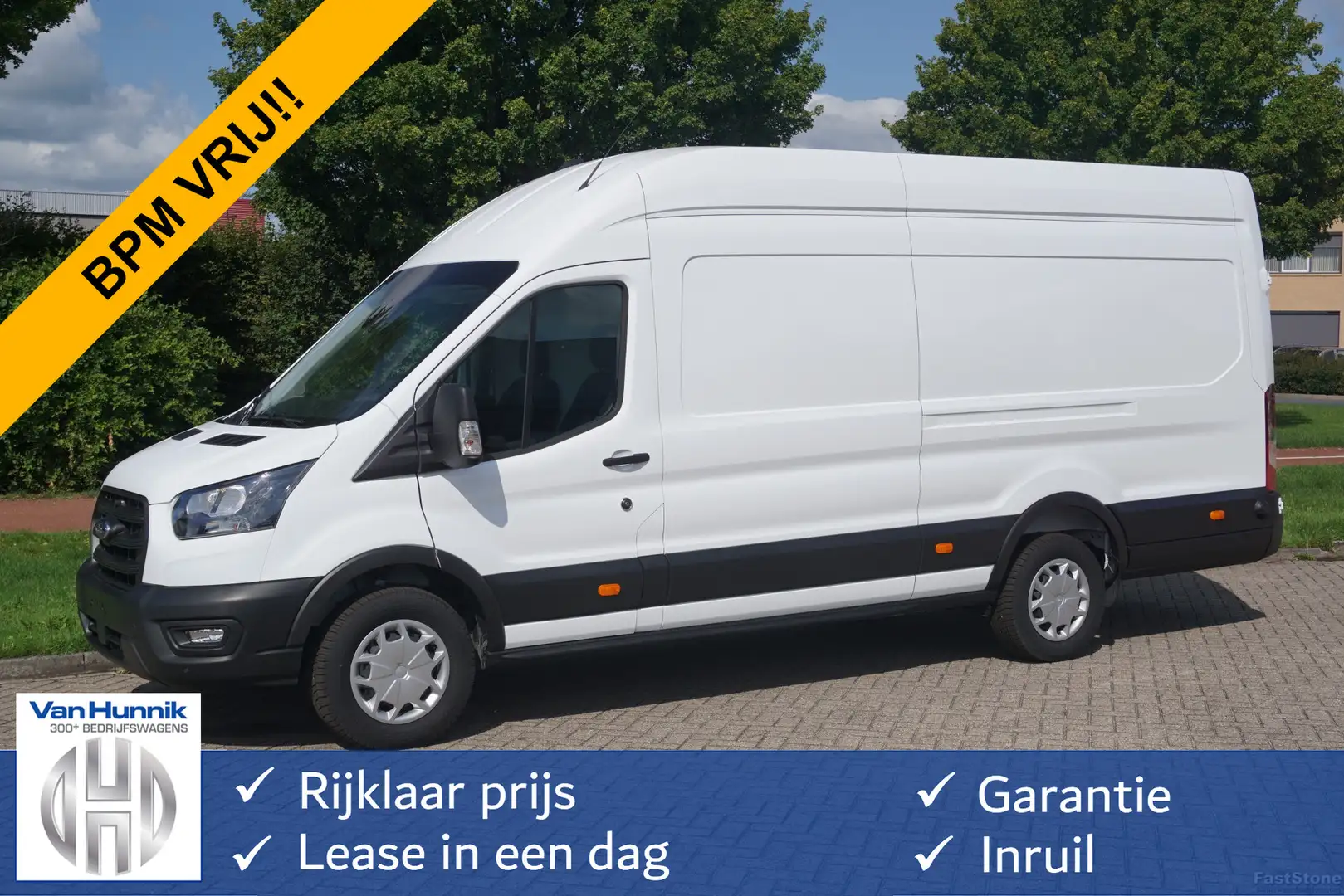 Ford Transit 350L 130PK L4H3 BPM VRIJ!! 12" Sync4 Navi, Trekhaa Blanc - 1