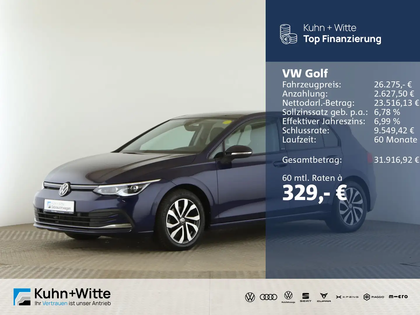 Volkswagen Golf VIII 2.0 TDI Active *Pano*AHK*Matrix*PDC*Na Blau - 1