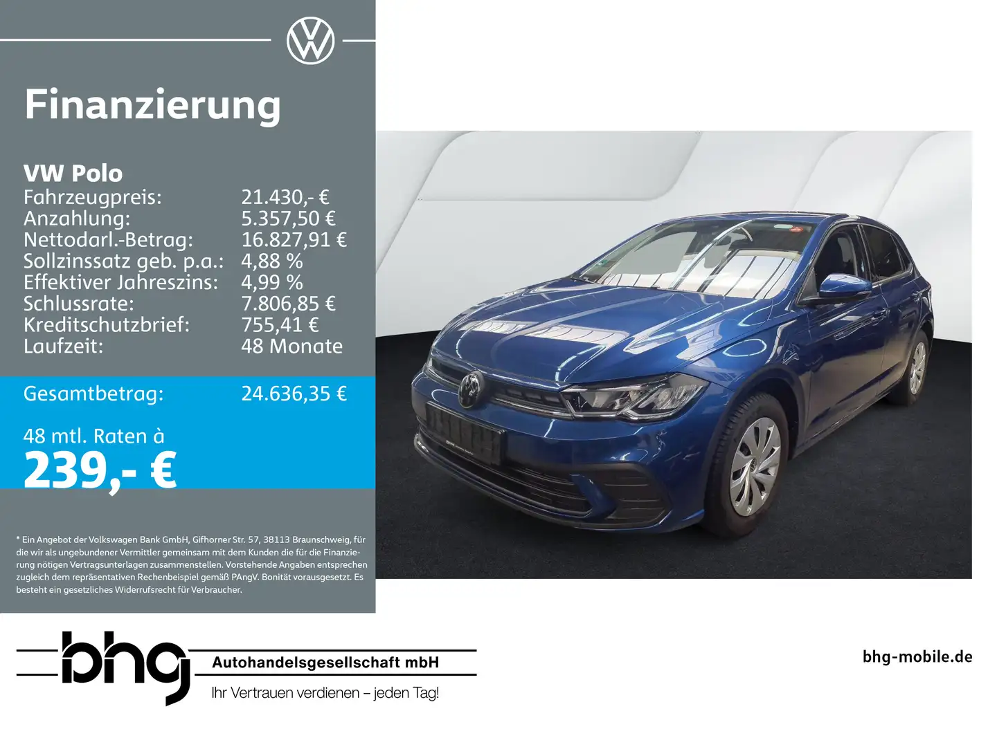 Volkswagen Polo 1.0 TSI OPF Life Blau - 1