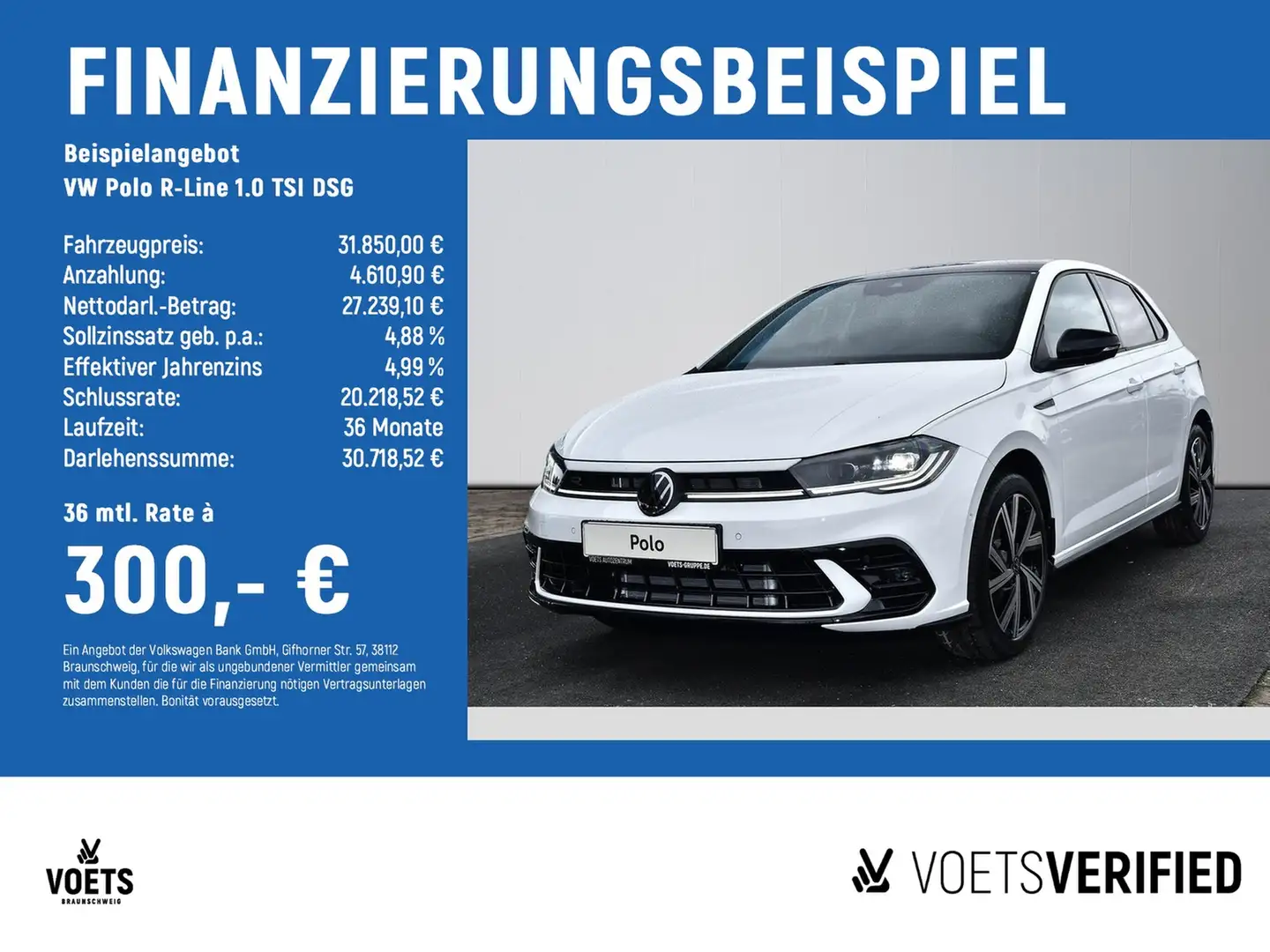 Volkswagen Polo R-Line 1.0 TSI DSG ACC+MATRIX-LED+RearView Weiß - 2