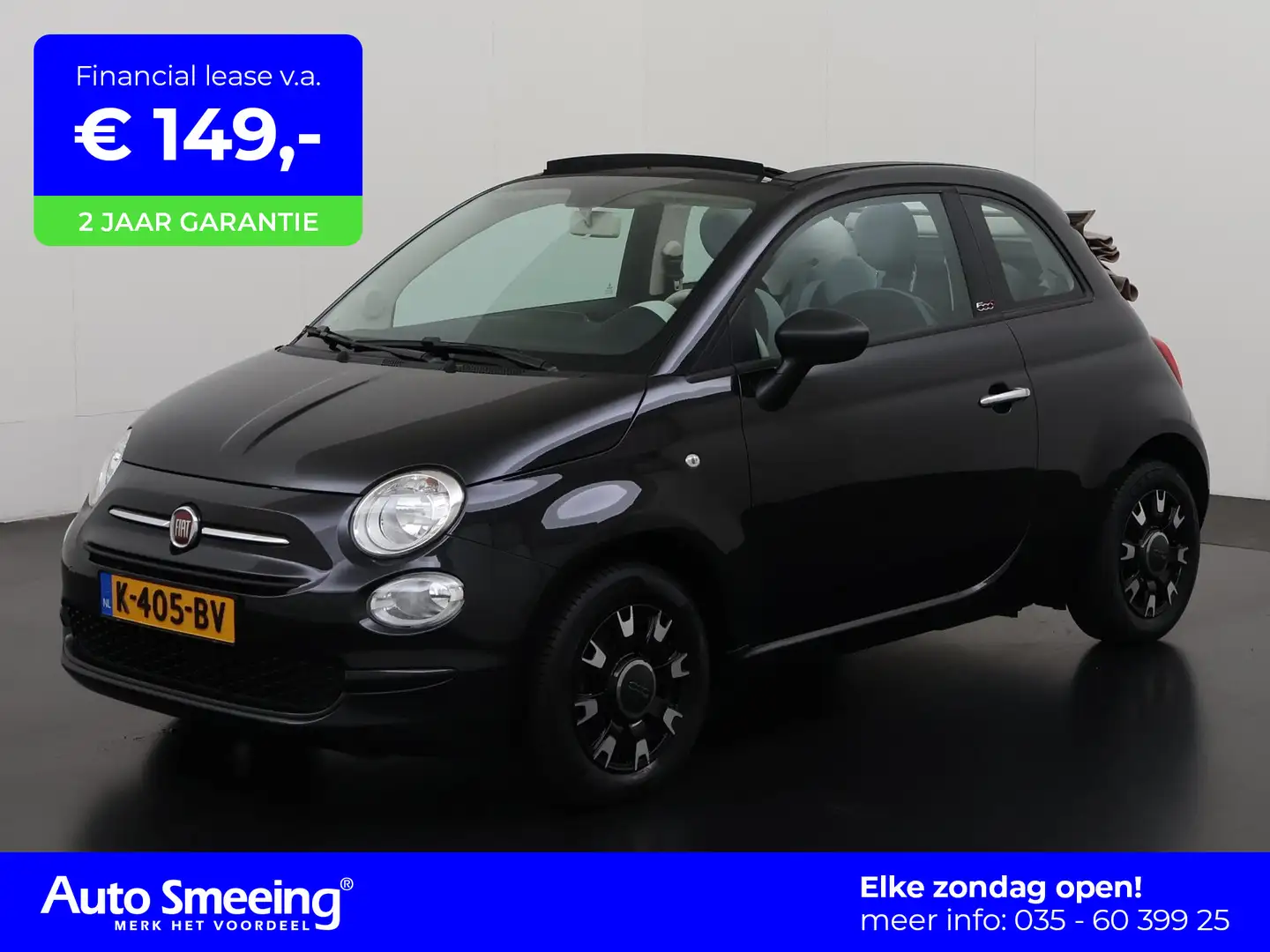 Fiat 500C 1.2 Lounge | Lichtmetalen Velgen | Zondag Open! Zwart - 1