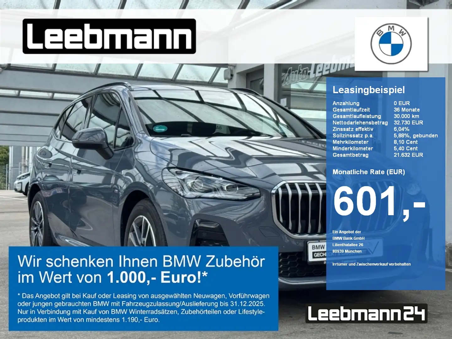 BMW 220 d Active Tourer M-Sport AHK GARANTIE-03/30 Gris - 1