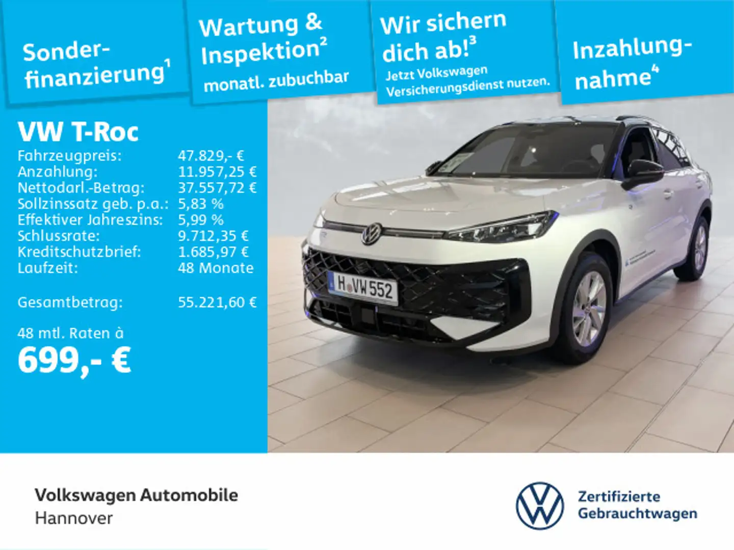 Volkswagen T-Roc R-Line 1.5 TSI DSG IQ.LIGHT Keyless Rückfa Weiß - 1