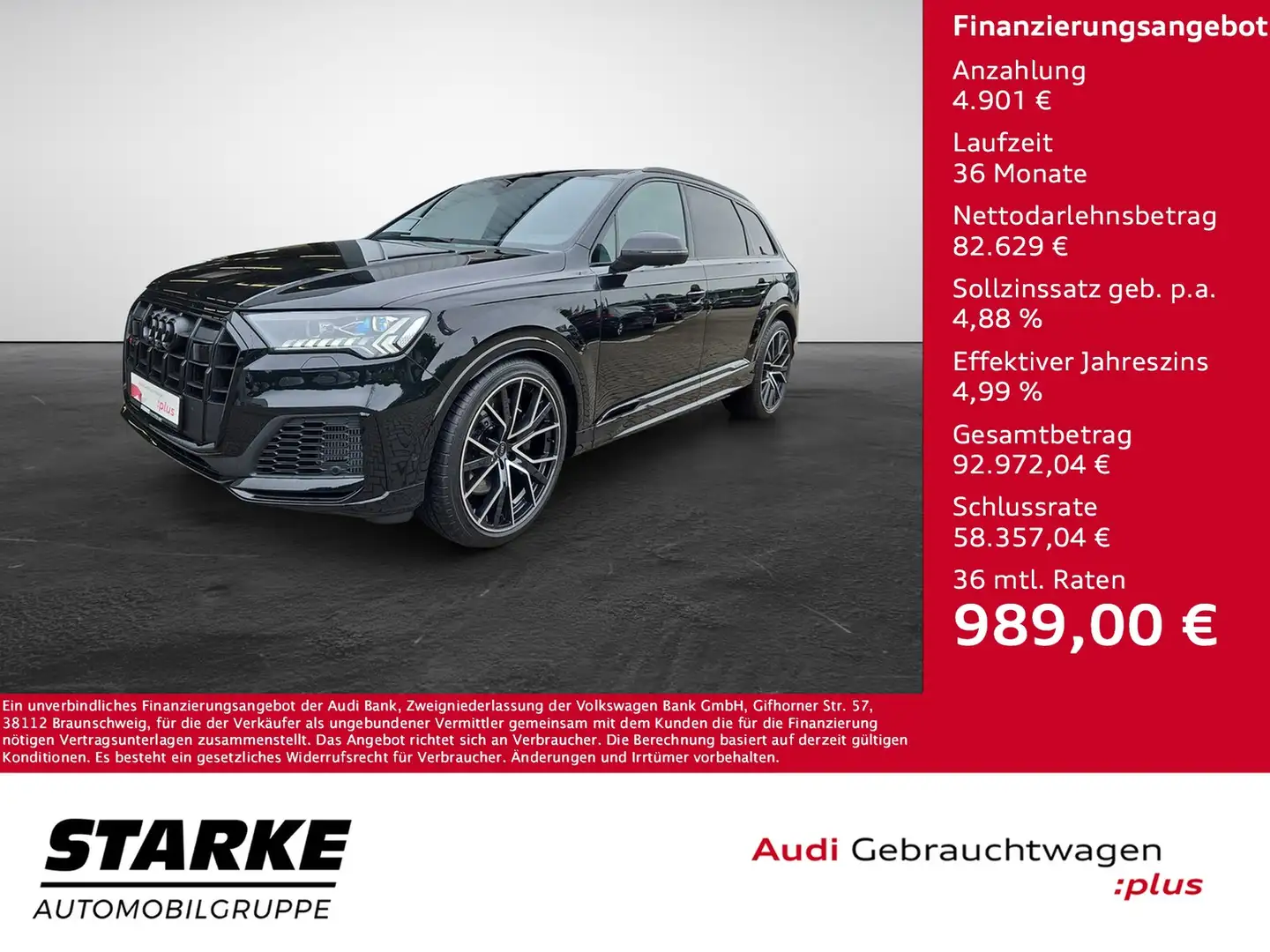 Audi SQ7 SUV TFSI tiptronic AHK Fahrwerk Advanced Laserl... Schwarz - 1