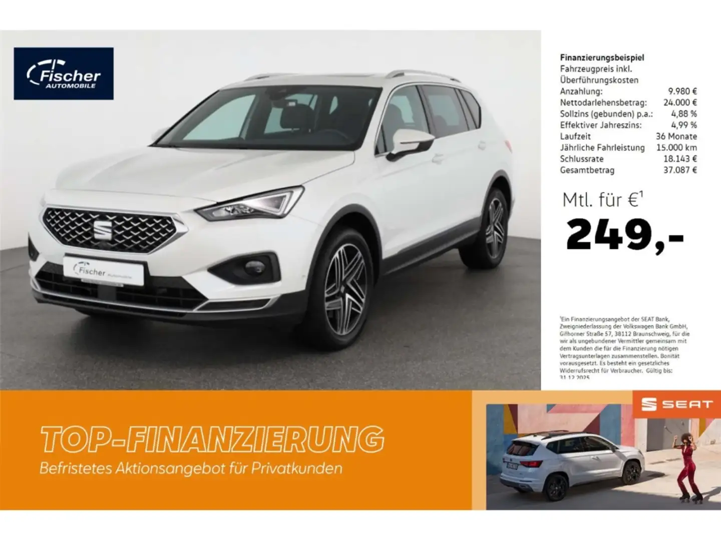 SEAT Tarraco 2.0 TSI DSG XCELLENCE AHK/PANO/360°/7-S Weiß - 1