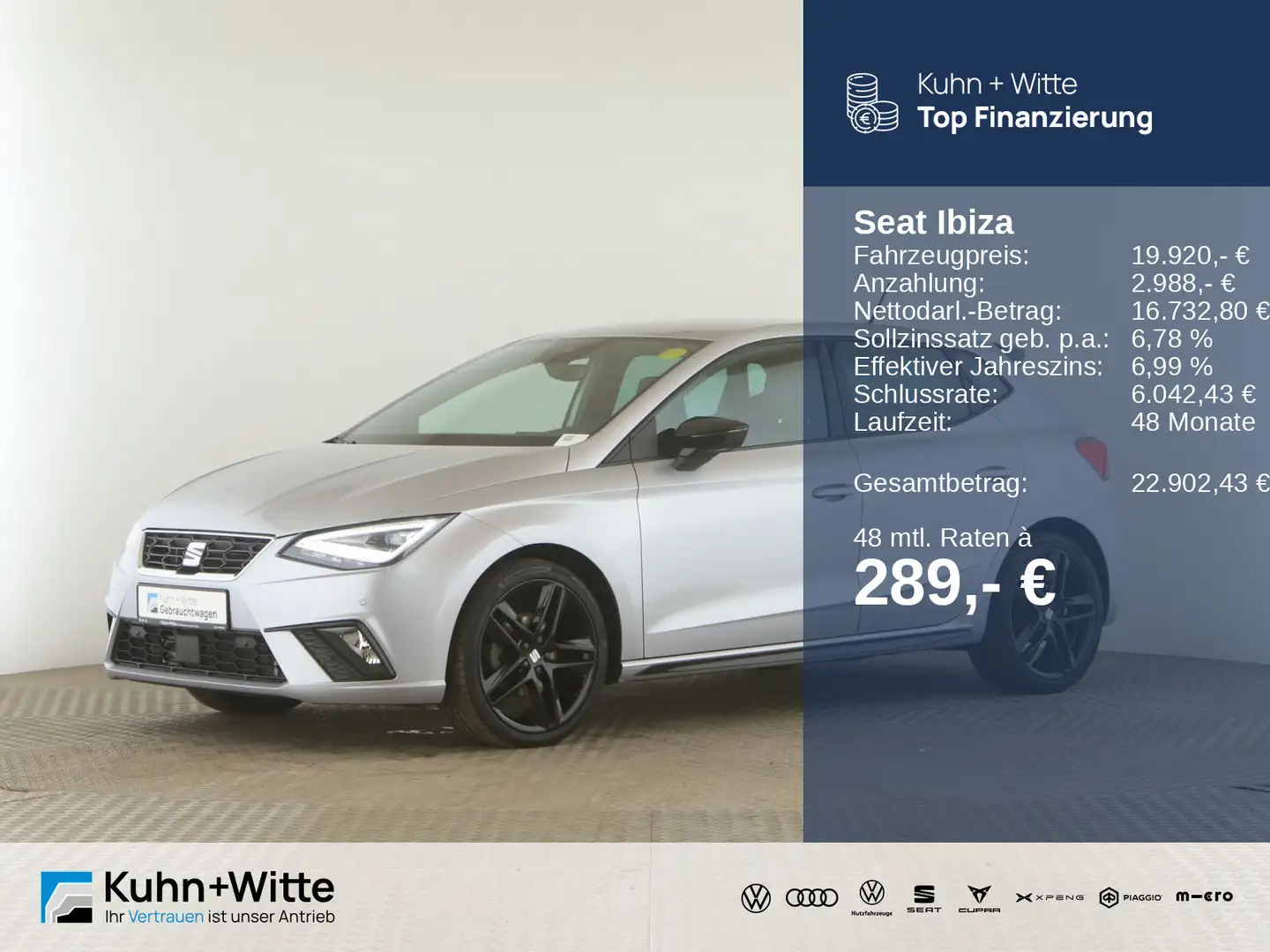 SEAT Ibiza 1.5 TSI FR Pro Black Edition *LED*RFK*Navi Silber - 1