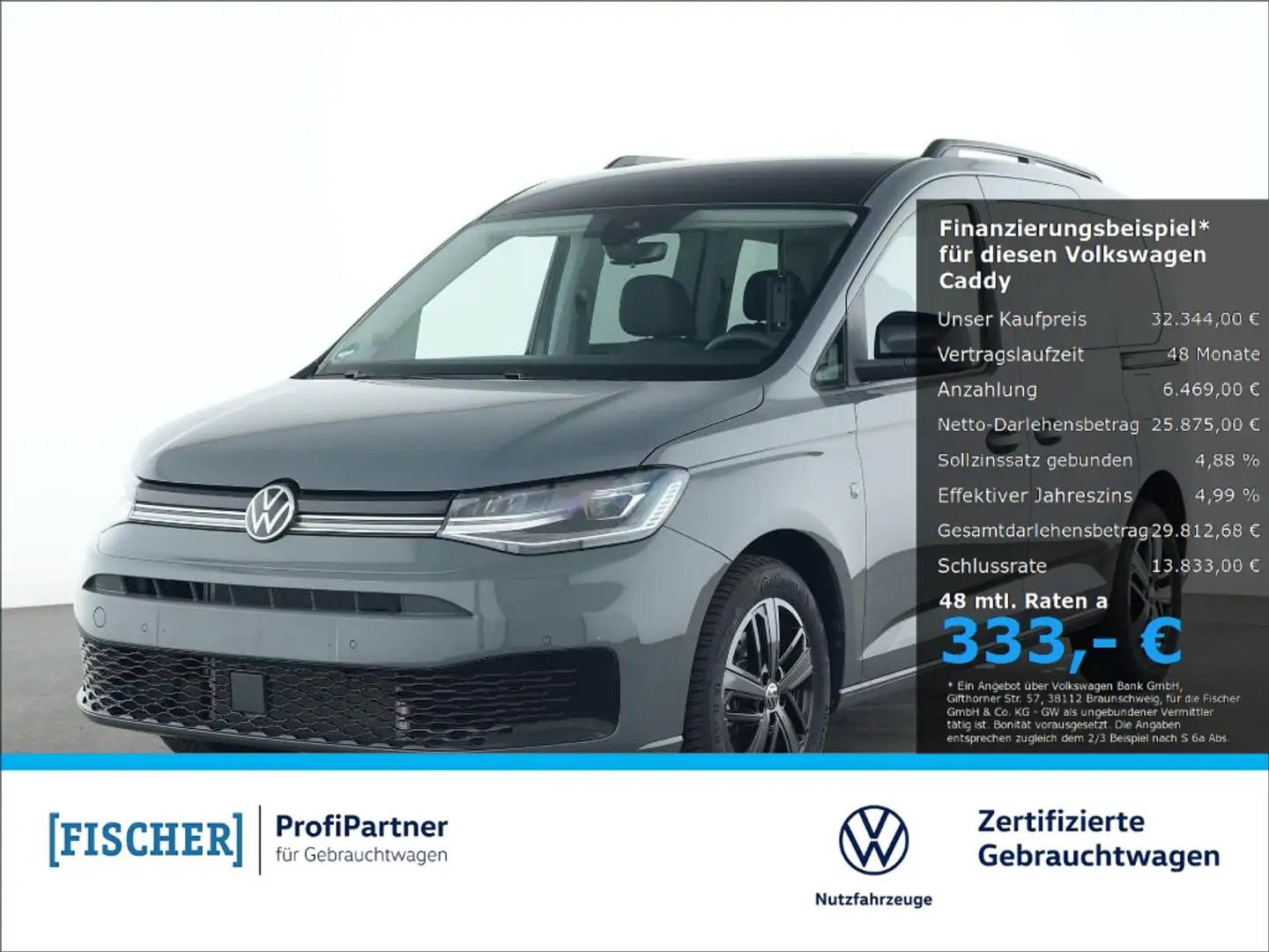 Volkswagen Caddy 1.5TSI Edition LED AHK Navi Rear View Carplay Grau - 1