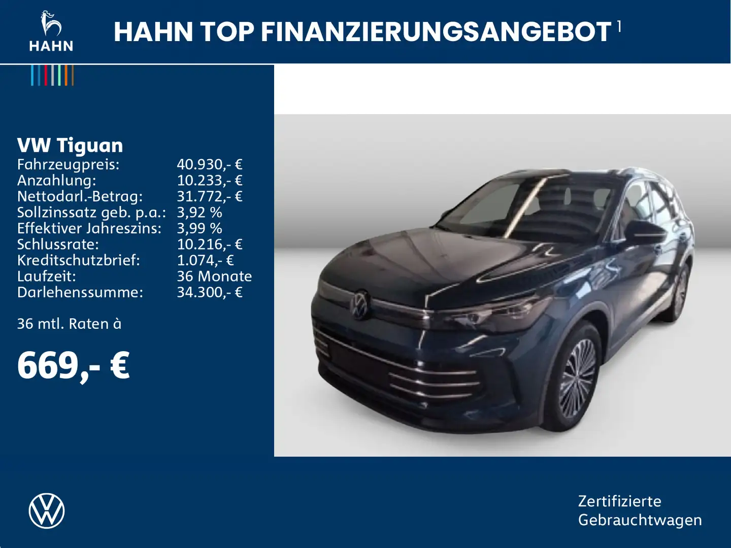 Volkswagen Tiguan 2.0 TDI DSG Elegance Matrix AHK Navi ACC Blau - 2