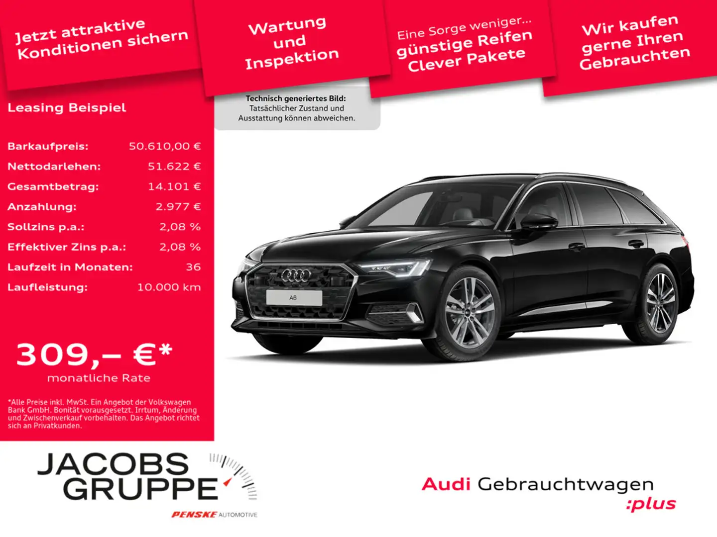 Audi A6 Avant 50 TDI quattro advanced Matrix*TopView*AHK * Schwarz - 1