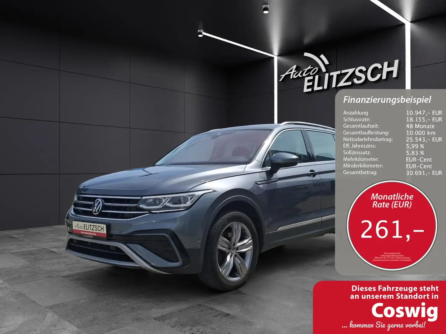 Volkswagen Tiguan Allspace TDI Elegance DSG 4M Matrix AHK Navi AID HUD ACC... Grau - 1