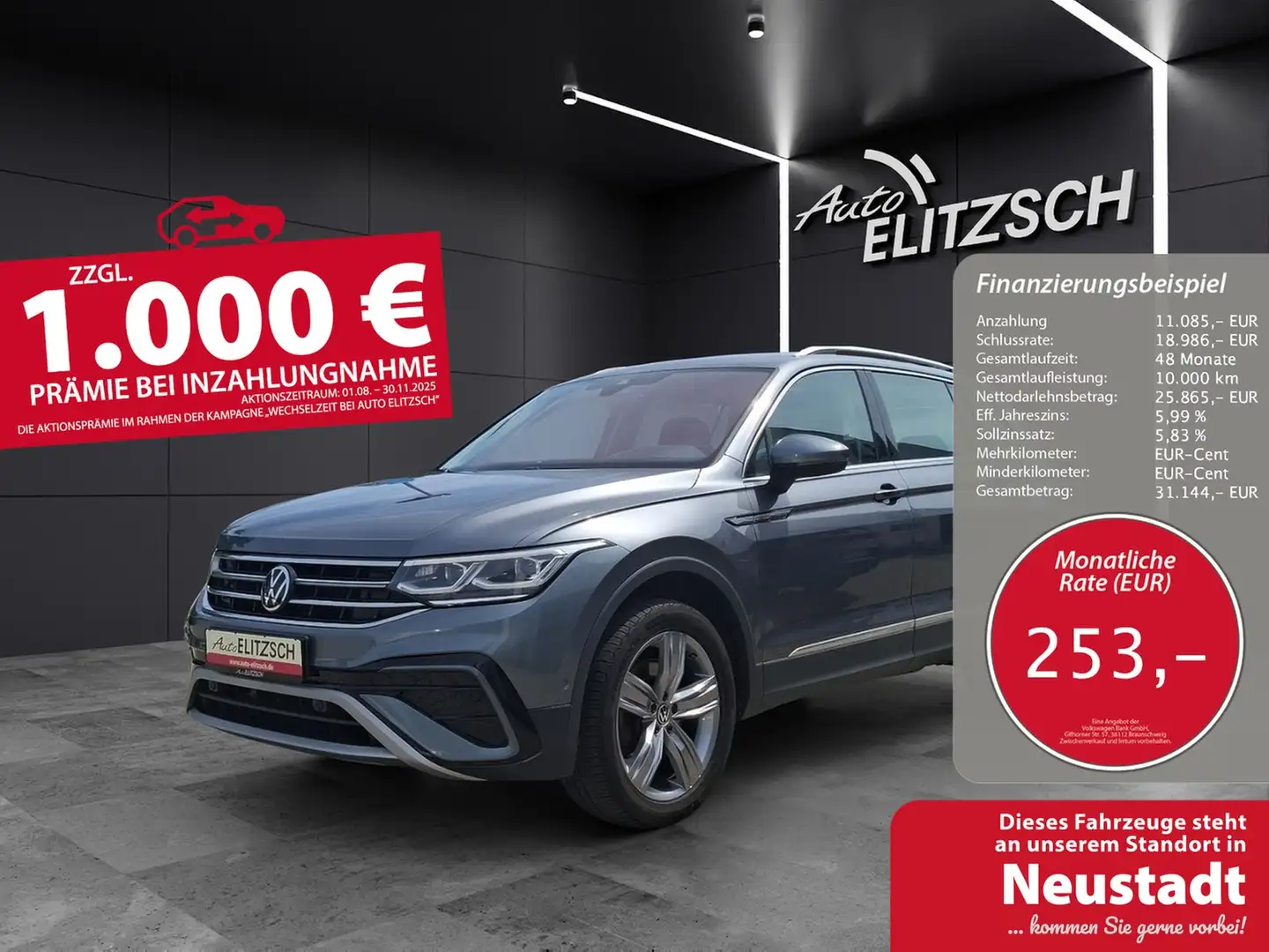 Volkswagen Tiguan Allspace TDI Elegance DSG 4M Matrix AHK Navi AID HUD ACC... Grau - 1