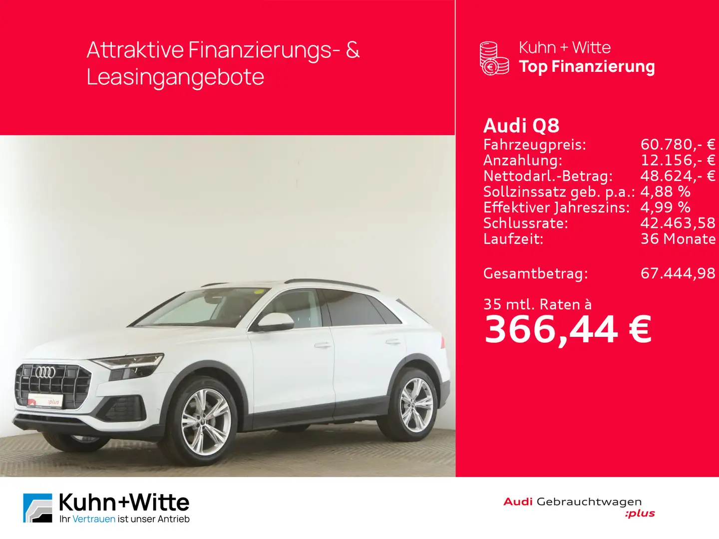 Audi Q8 50 TDI quattro *Pano*AHK*RFK*LUFT*StandH*MMI- Weiß - 1