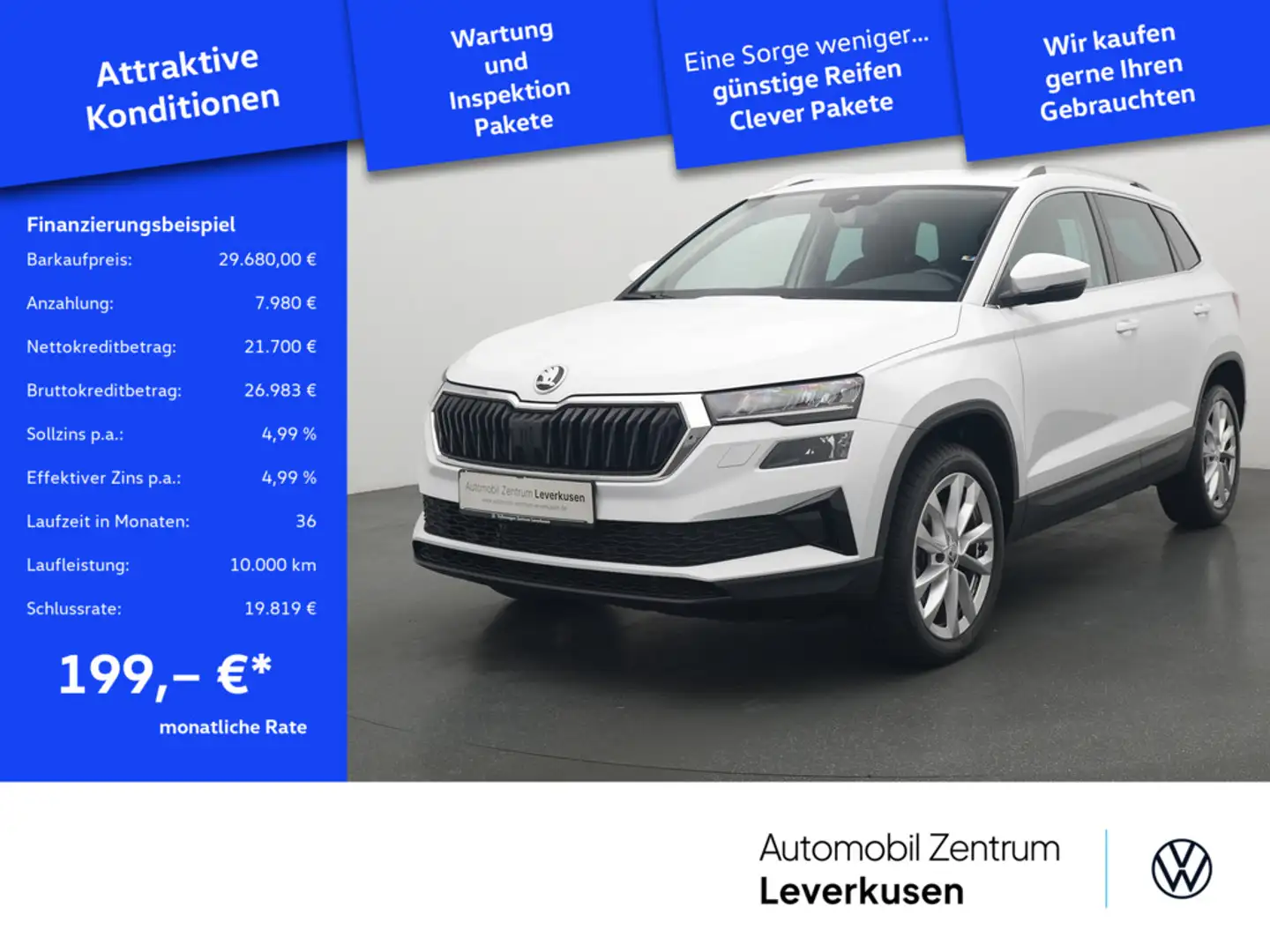 Skoda Karoq Selection DSG VIRT LED SHZ PORT NAVI Weiß - 1
