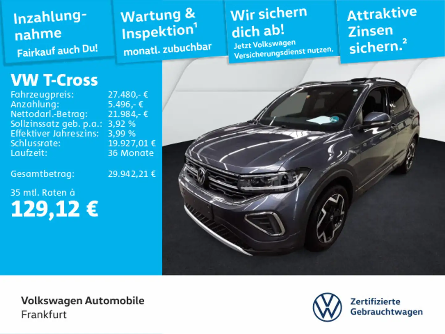 Volkswagen T-Cross 1.5 TSI DSG R-Line DAB+IQLight IQDrive N Gris - 1