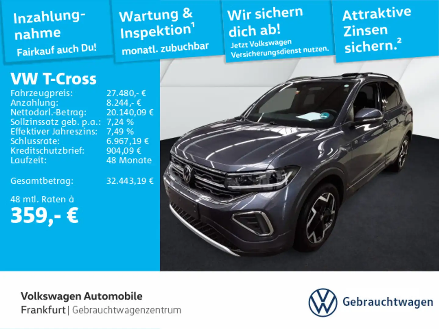 Volkswagen T-Cross 1.5 TSI DSG R-Line DAB+IQLight IQDrive N Grau - 1