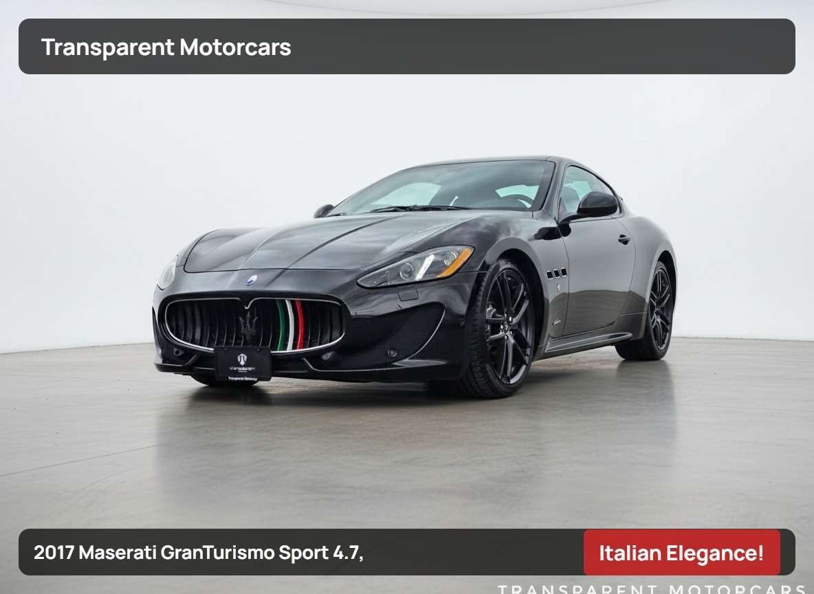 2017 Maserati GranTurismo Ferrari-Built Engine/V8/Signature Maserati Sound/C