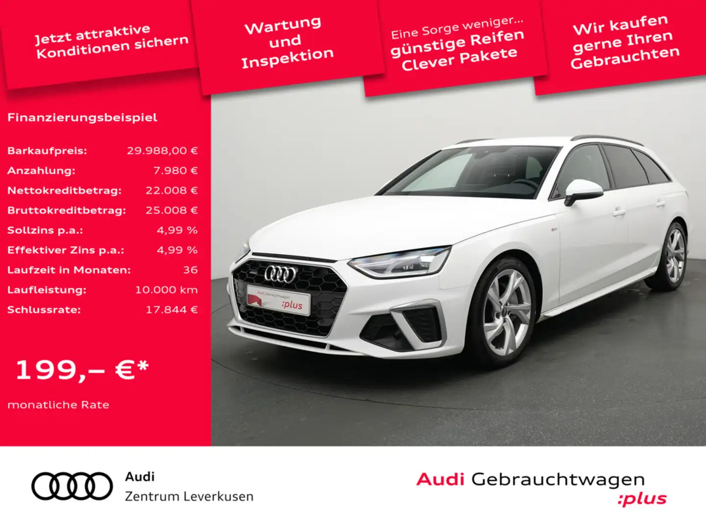 Audi A4 Avant quattro S line S-TRON NAVI LEDER AHK Weiß - 1